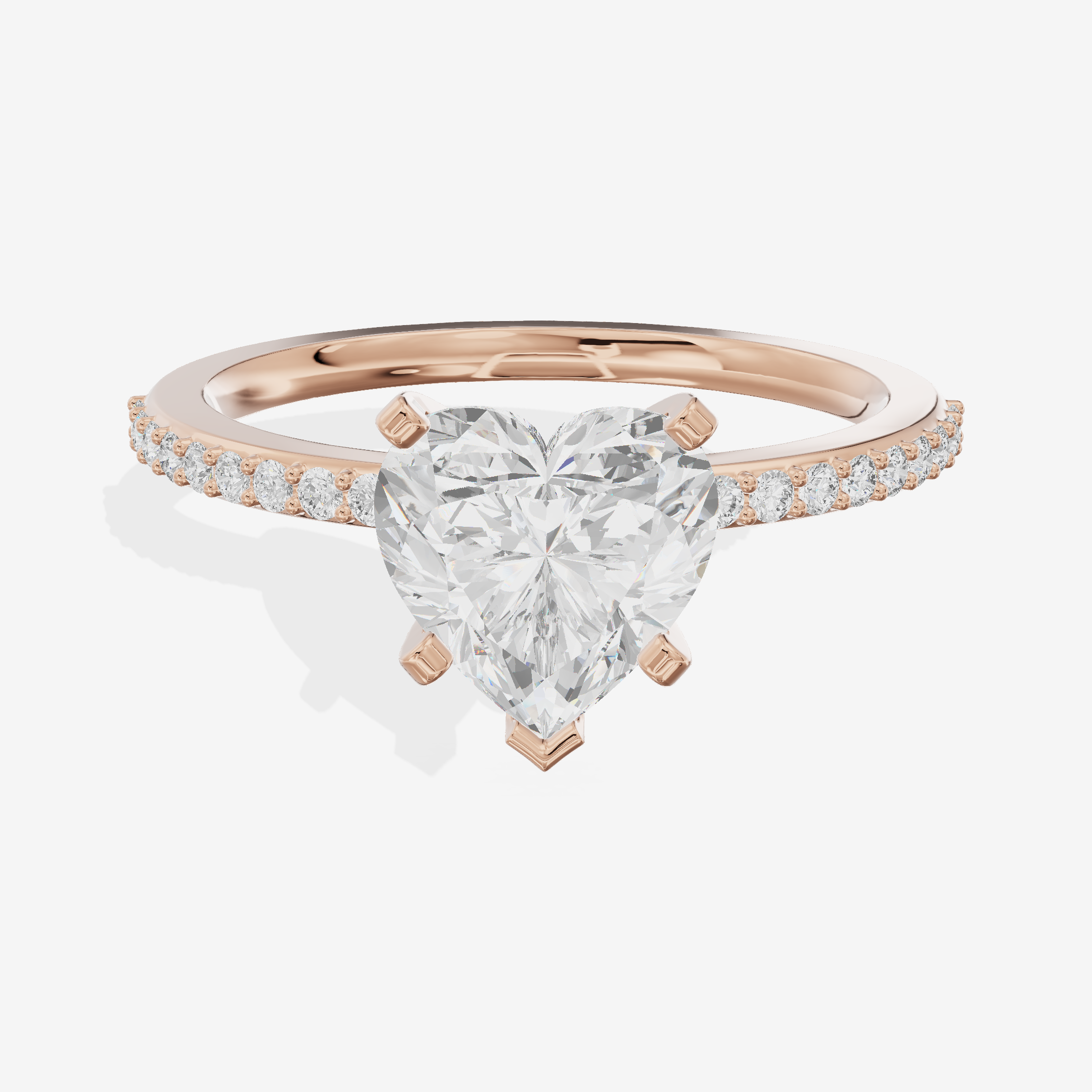 Twined Selenia Heart Engagement Ring with Side Stones (1/10 ct. tw.) in 14K Rose Gold
