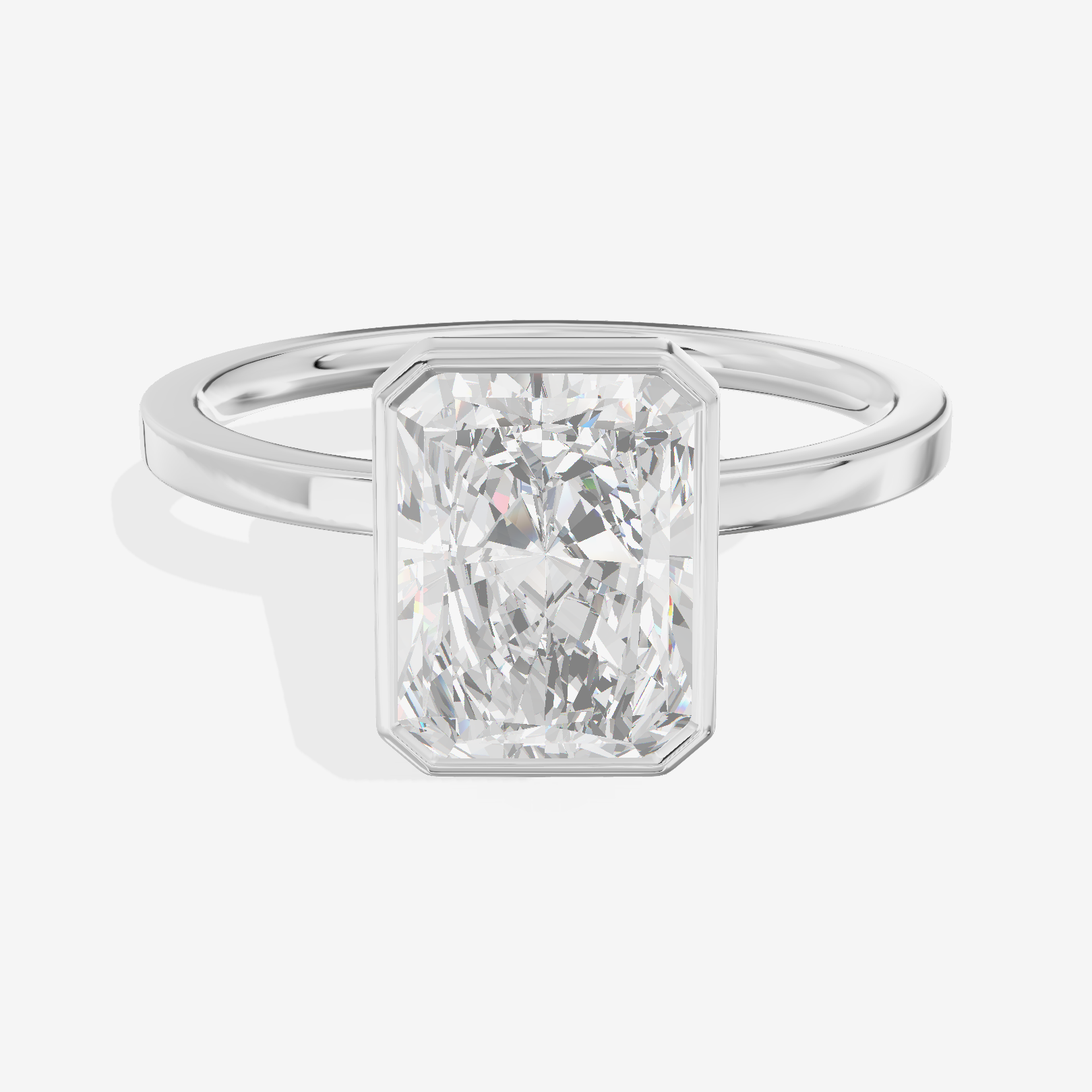 One of One Classic 1.5mm Radiant Bezel Engagement Ring in Platinum
