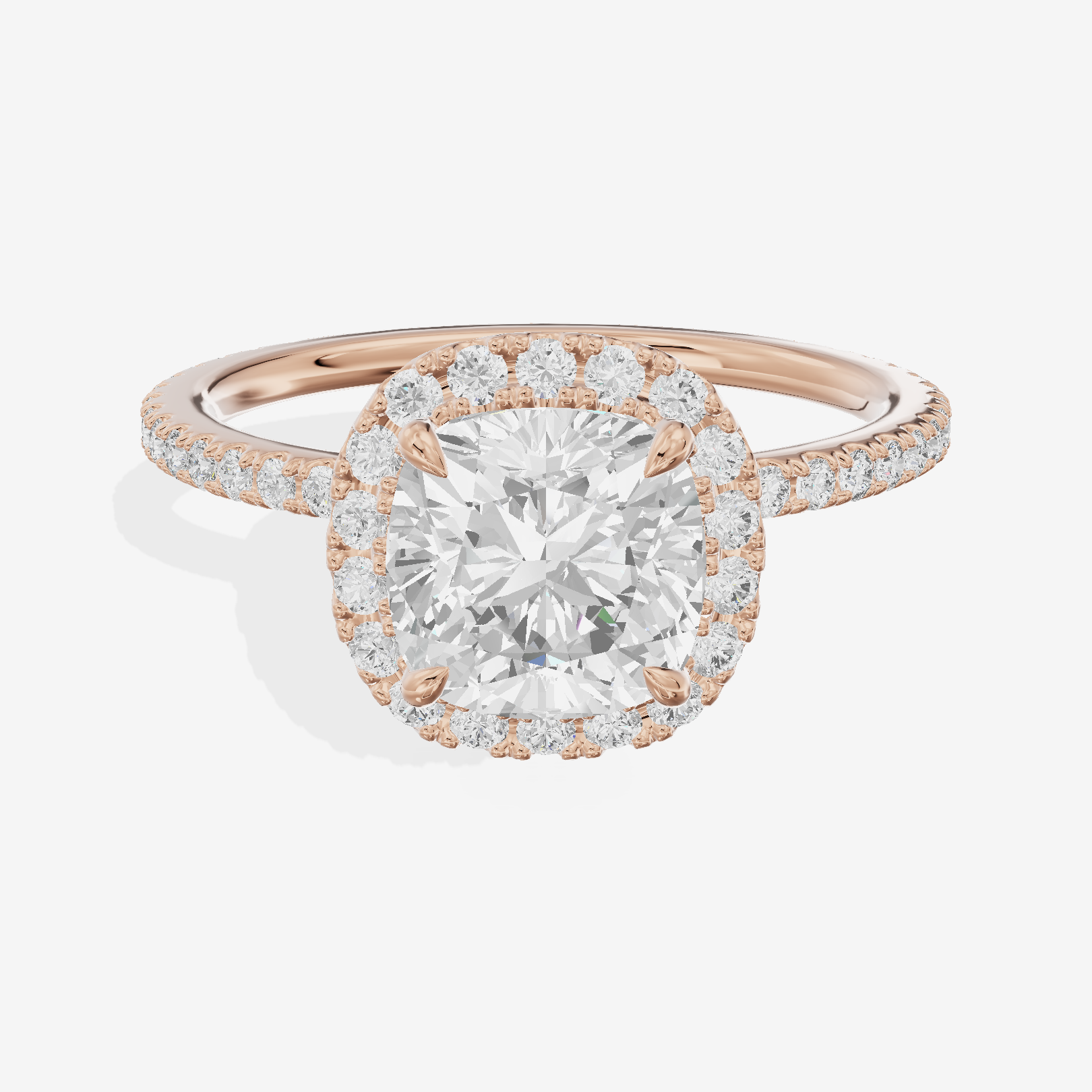 Selenia Cushion Hidden Halo Engagement Ring (1/6 ct. tw.) in 18K Rose Gold