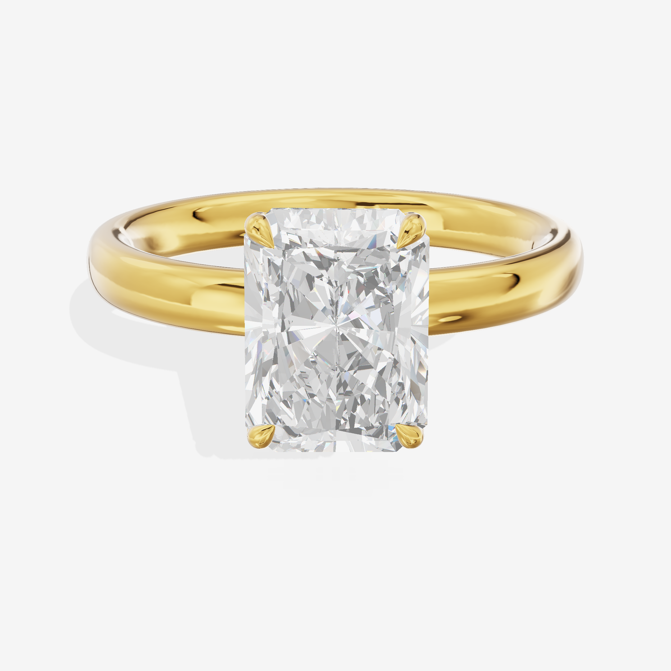 Hallowed Promezza 2.5mm Radiant Solitaire Engagement Ring in 14K Yellow Gold