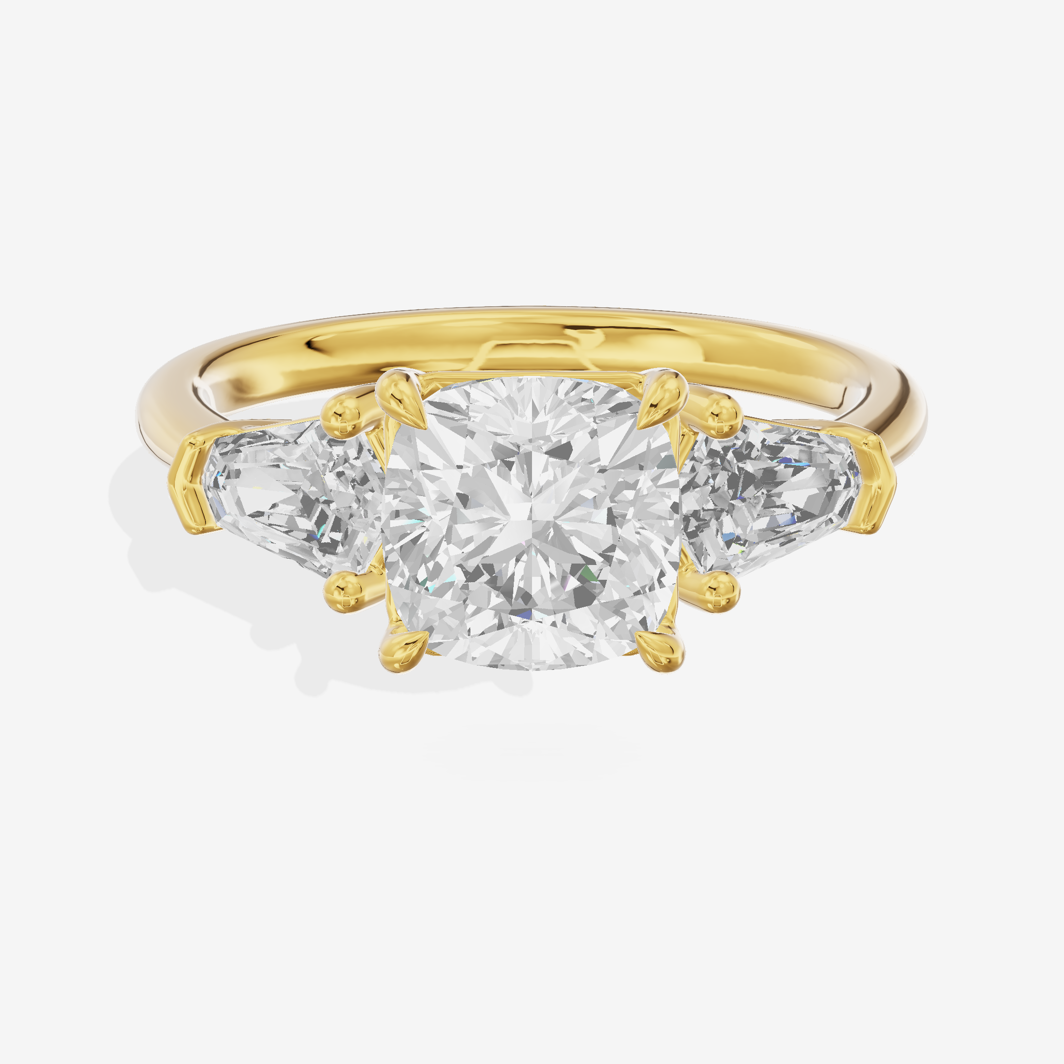Classic Mirth Cushion Three Stone Engagement Ring (1/2 ct. tw.) in 14K Yellow Gold