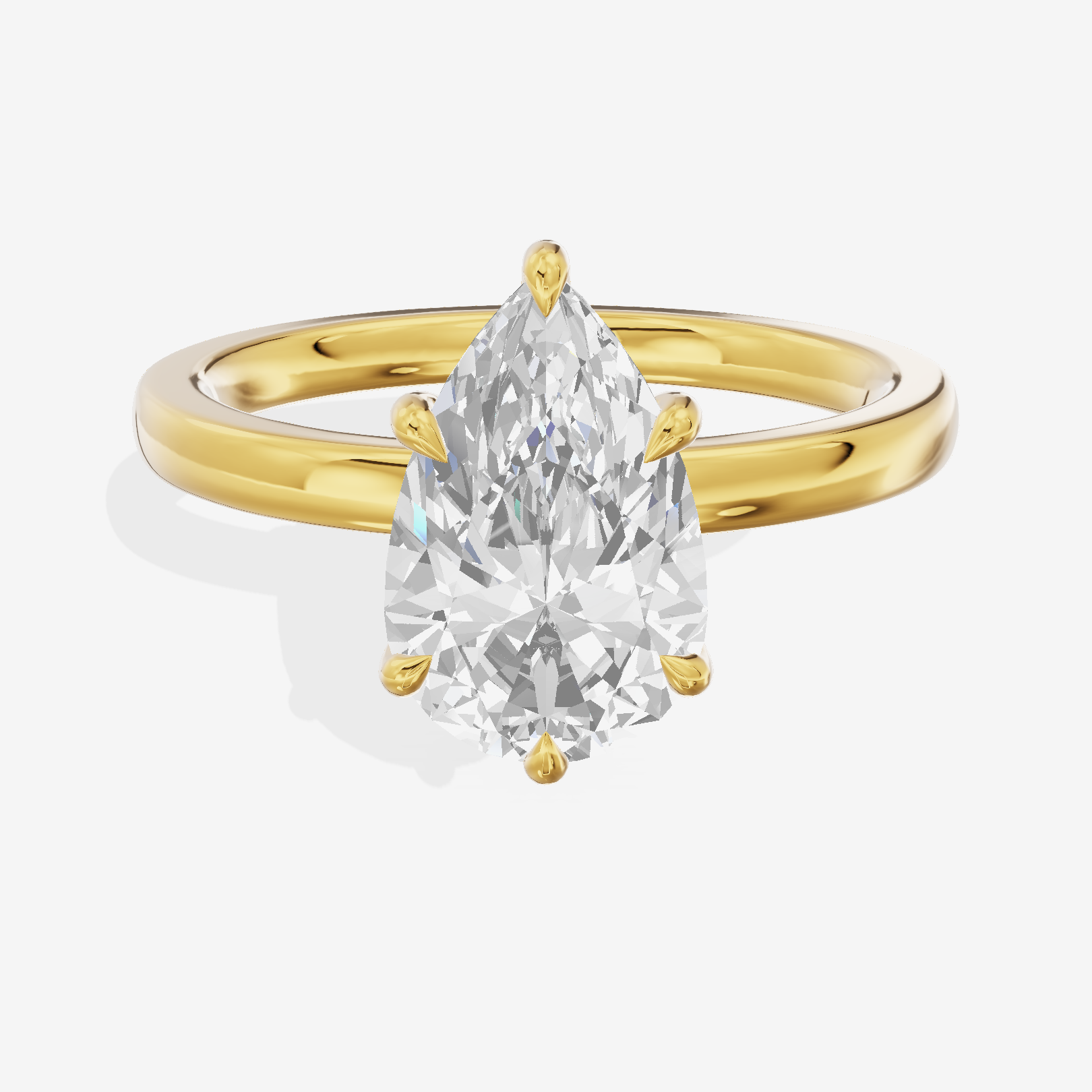 Classic Tensare Pear Engagement Ring with Hidden Halos (1/15 ct. tw.) in 14K Yellow Gold