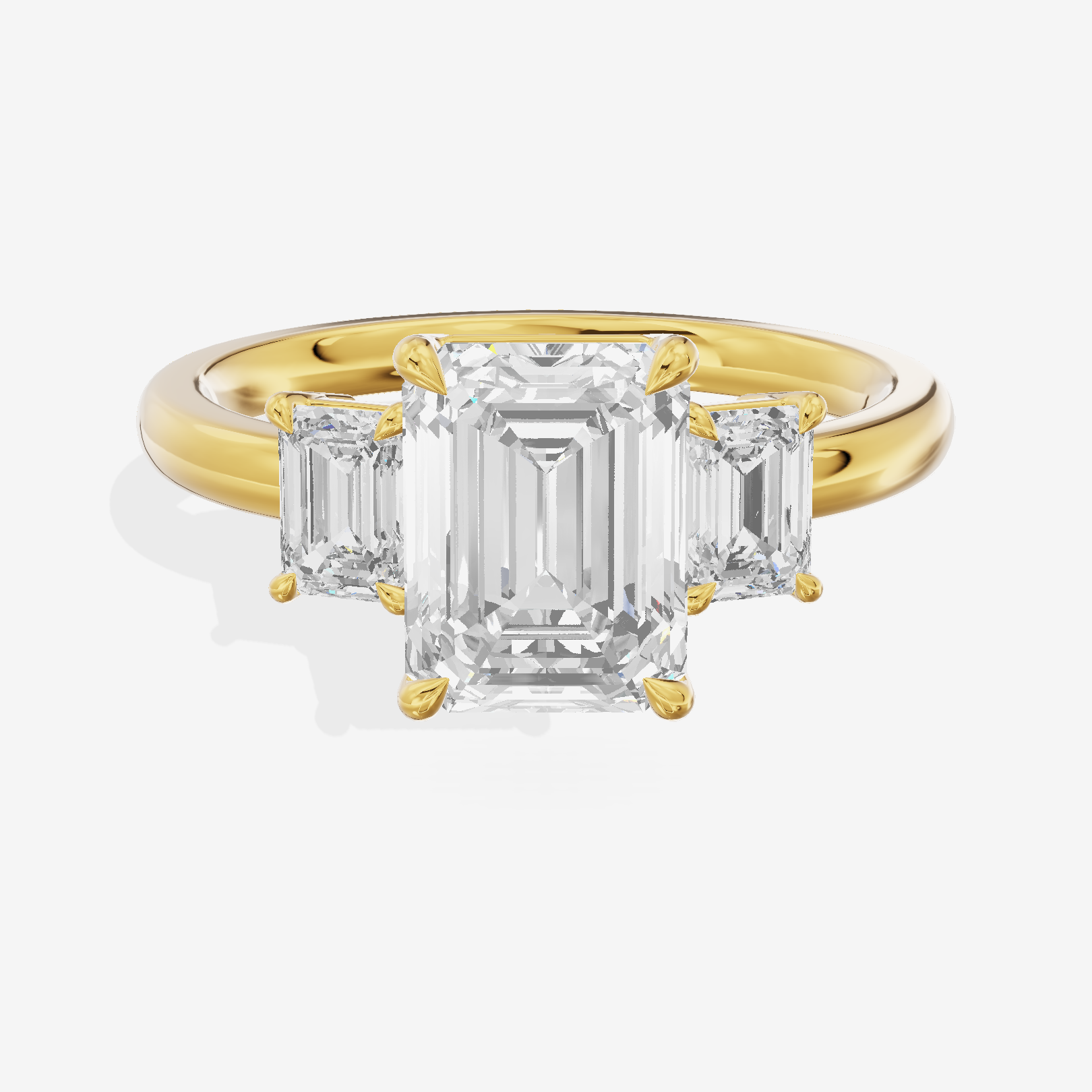 Petite Coeurine Three Stone Emerald Engagement Ring (1/5 ct. tw.) in 14K Yellow Gold