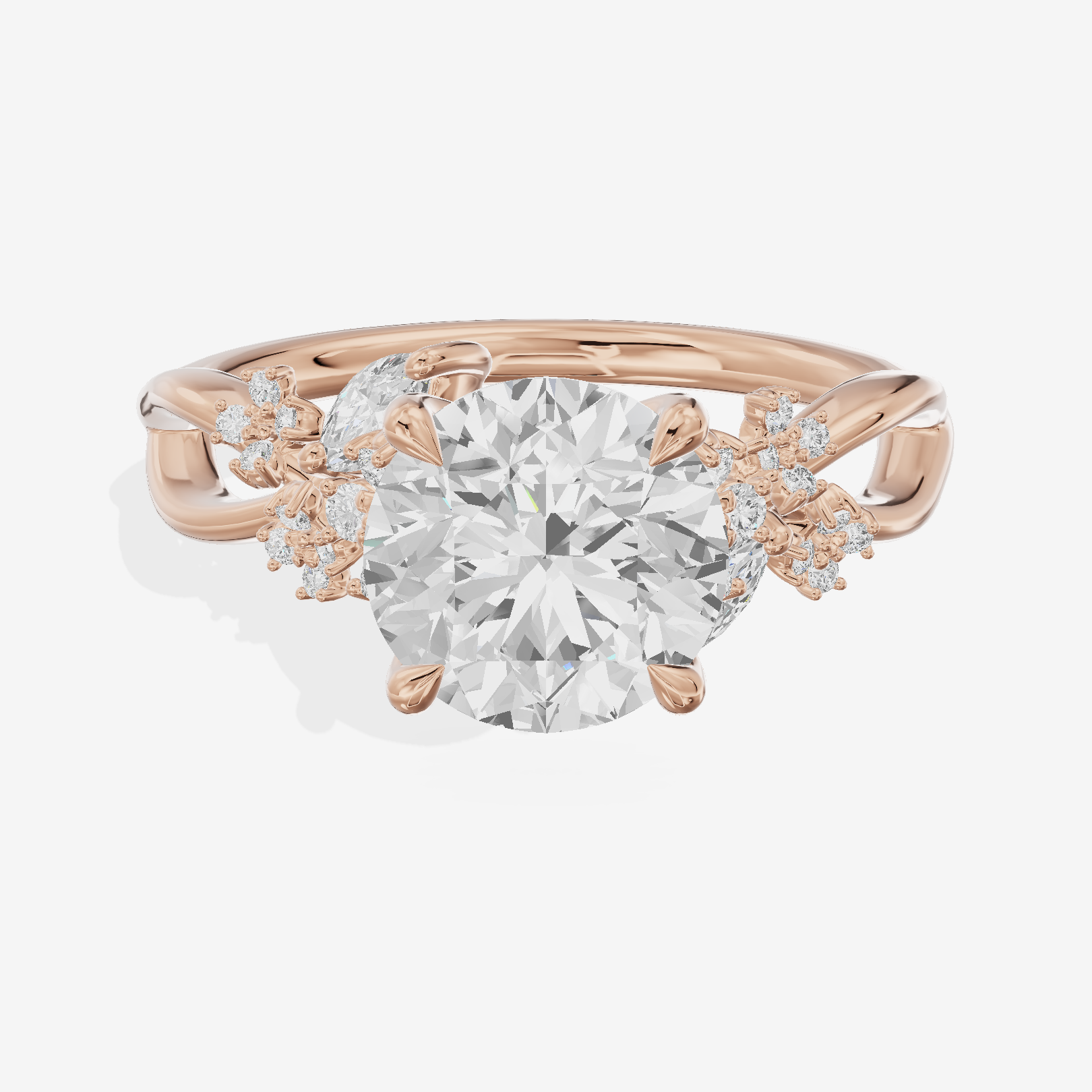 Lightwoven Pavé Round Engagement Ring with Side Stones (1/8 ct. tw.) in 14K Rose Gold