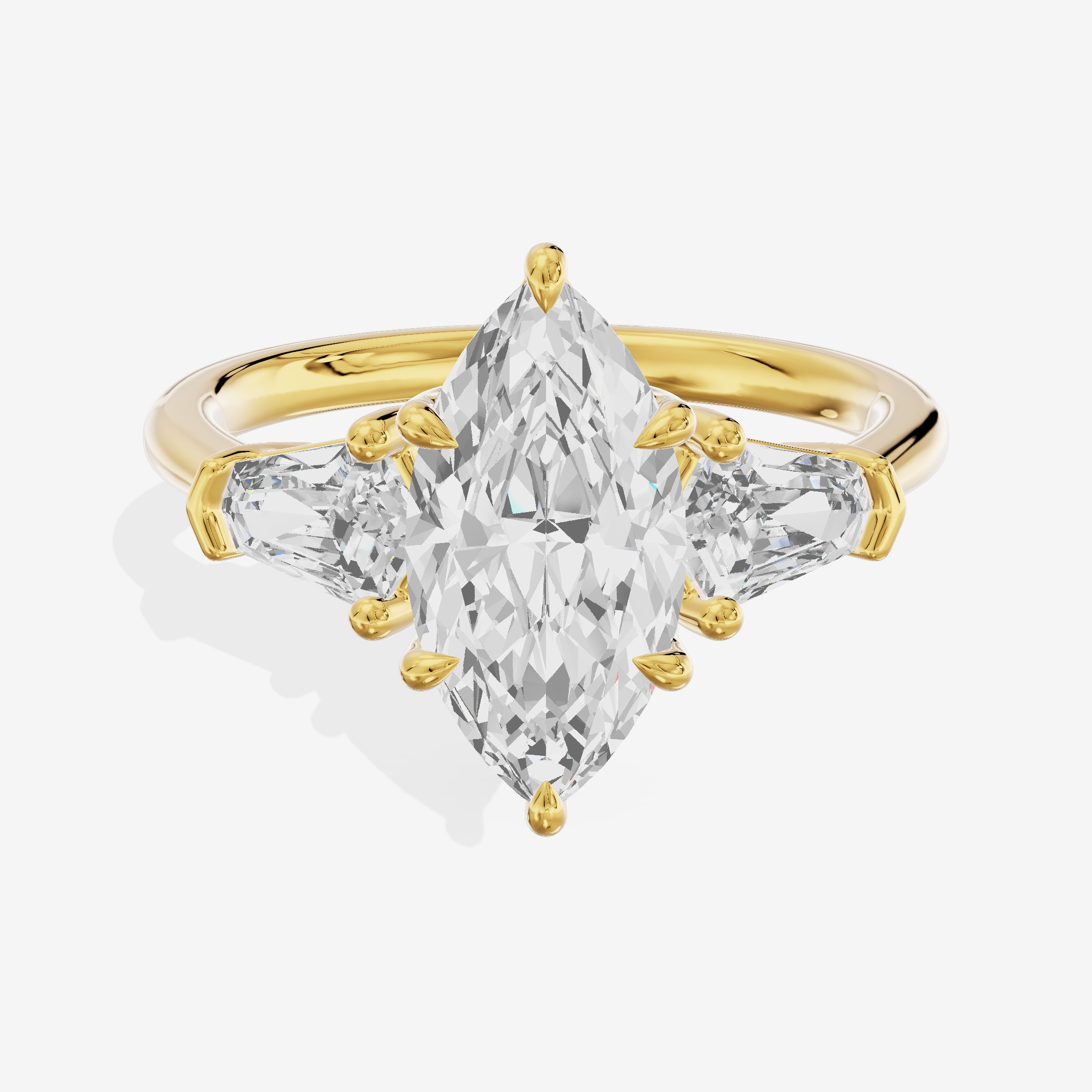 Classic Mirth Marquise Three Stone Engagement Ring (1/2 ct. tw.) in 14K Yellow Gold