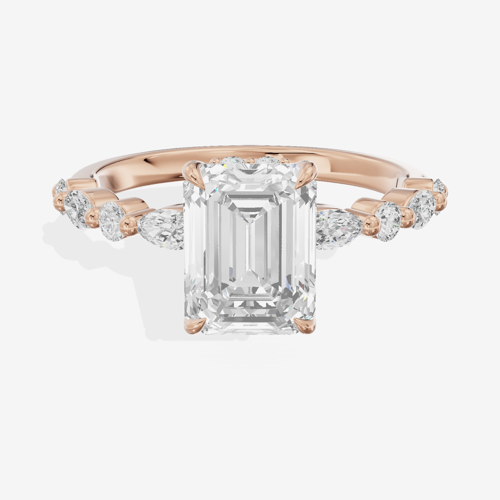 Twine Hidden Halo Emerald Engagement Ring (1/20 ct. tw.) in 18K Rose Gold