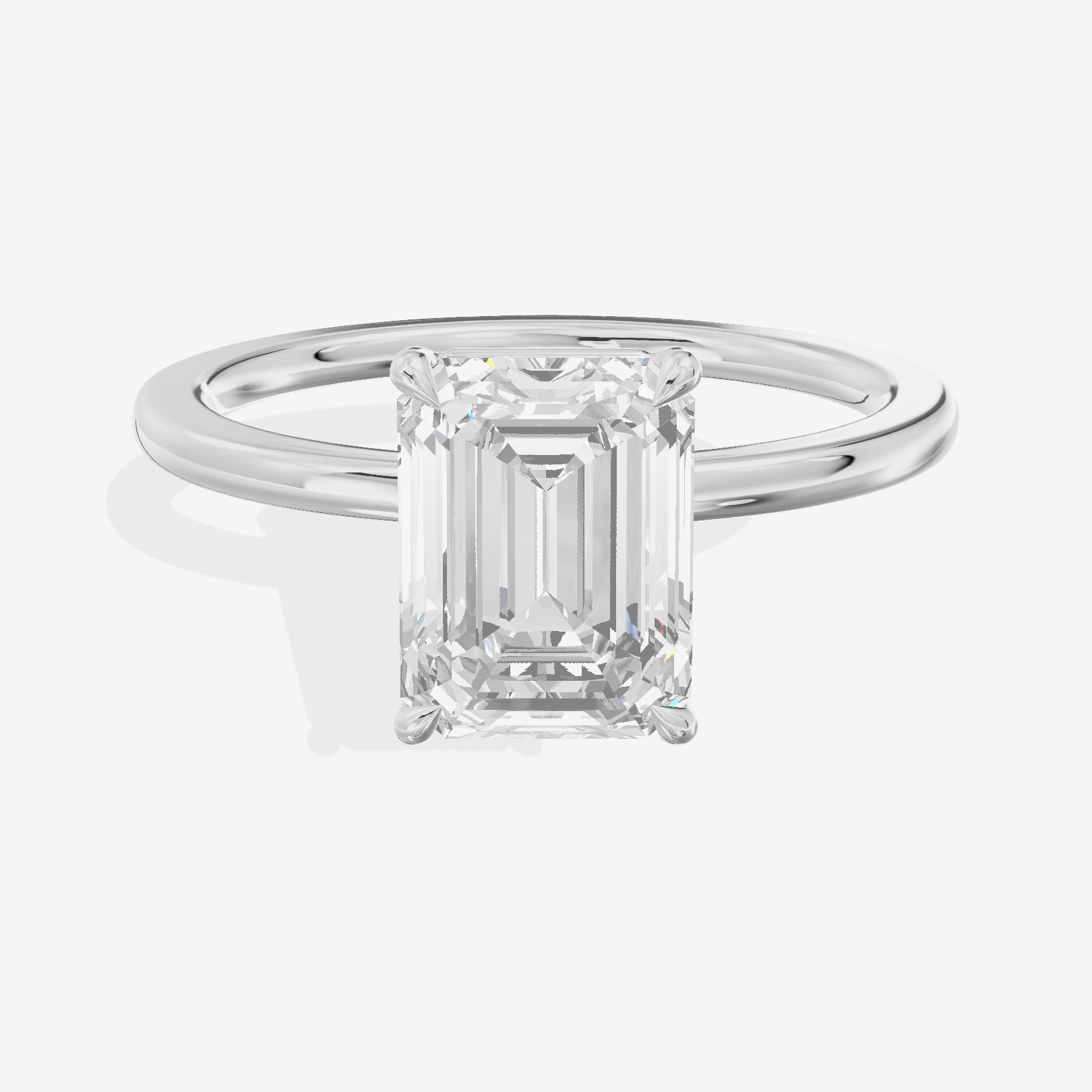Charmae Ring 1.4mm Emerald Solitaire Engagement Ring in 14K White Gold