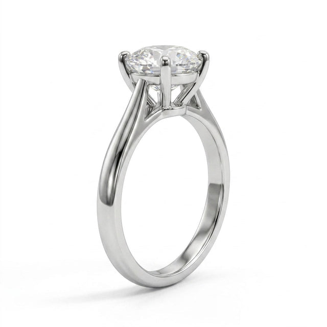 Cathedral Solitaire Round Engagement Ring (2.1 ct.) in Platinum