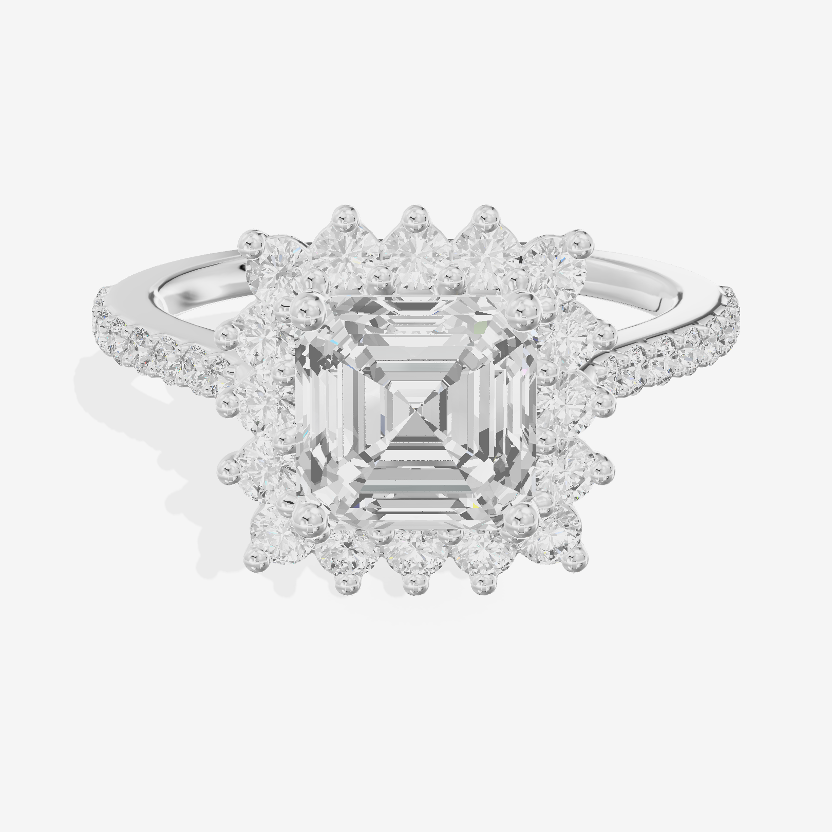 Luxe Linger Asscher Halo Engagement Ring (1/2 ct. tw.) in 18K White Gold