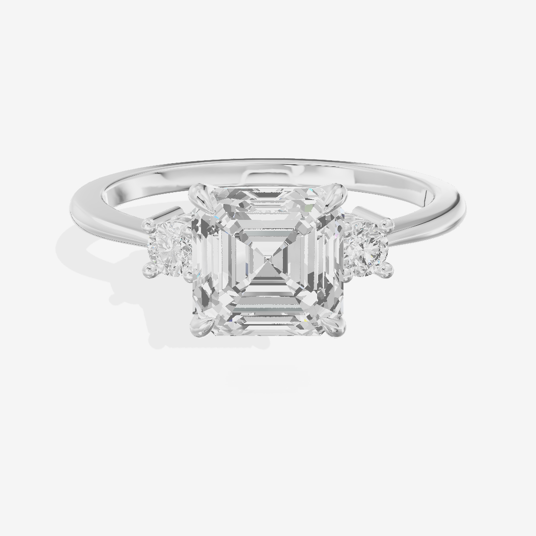 Eternal Aimora Asscher Three Stone Engagement Ring (1/10 ct. tw.) in Platinum