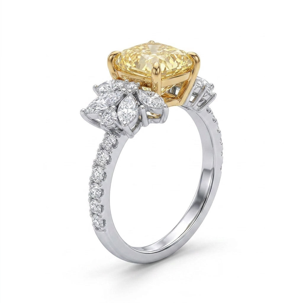 Cluster Pavé Cushion Engagement Ring