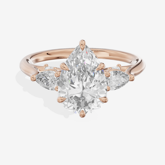 Classic Vowsae Three Stone Pear Engagement Ring (3/5 ct. tw.) in 14K Rose Gold