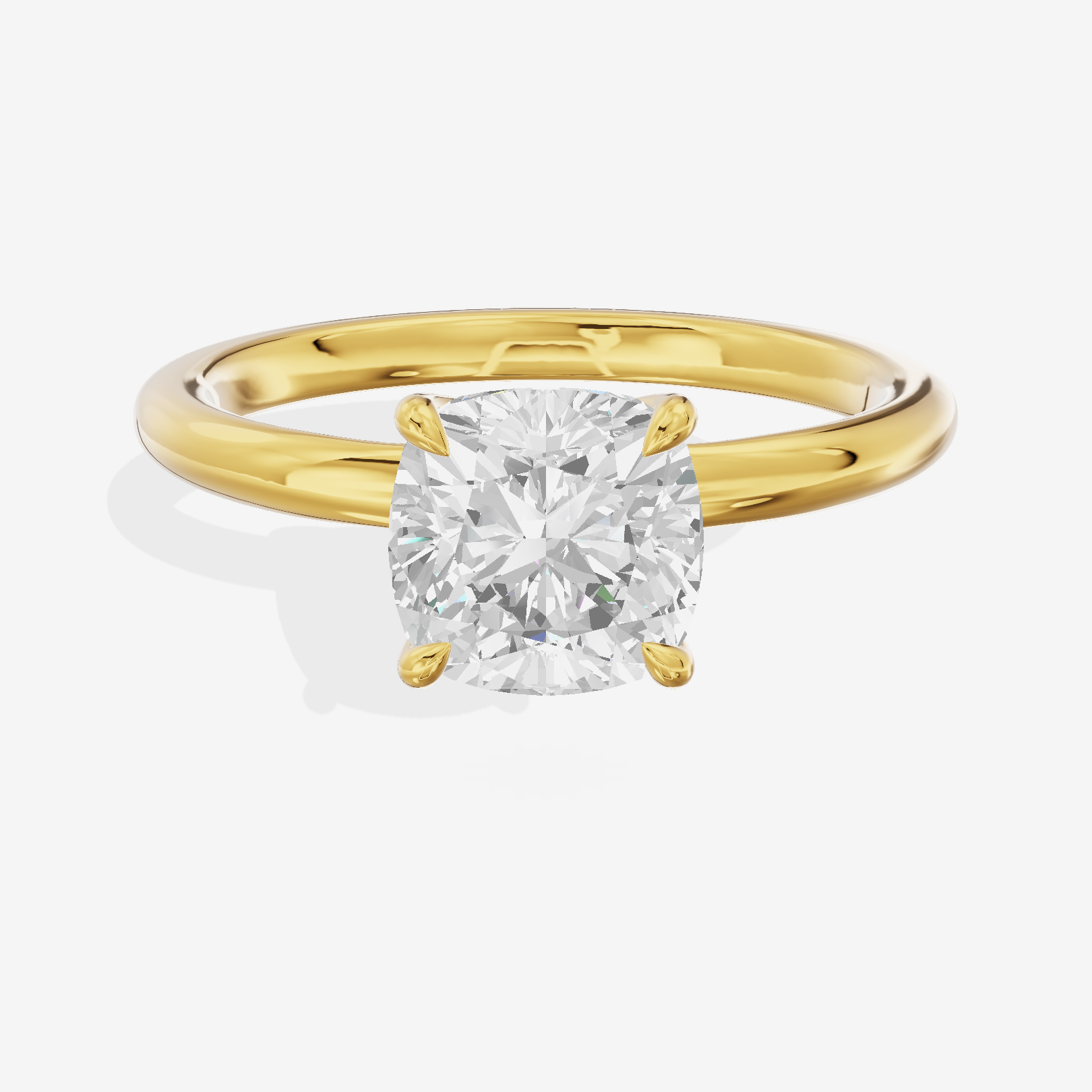 Adorae Solitaire 2mm Cushion Engagement Ring in 14K Yellow Gold
