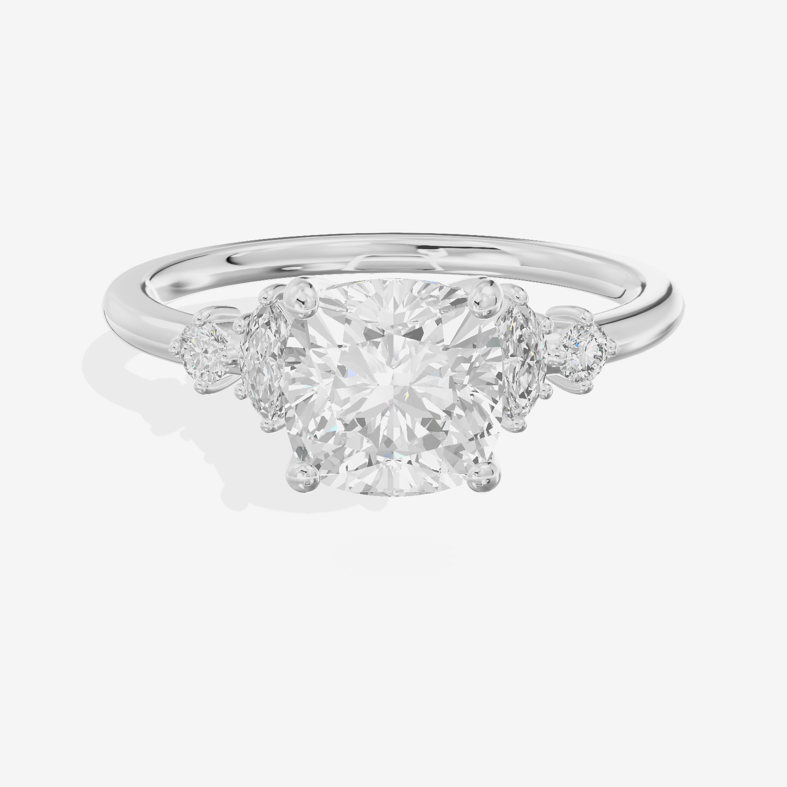 Hallowed Halcyon Cushion Engagement Ring with Side Stones (1/6 ct. tw.) in 14K White Gold