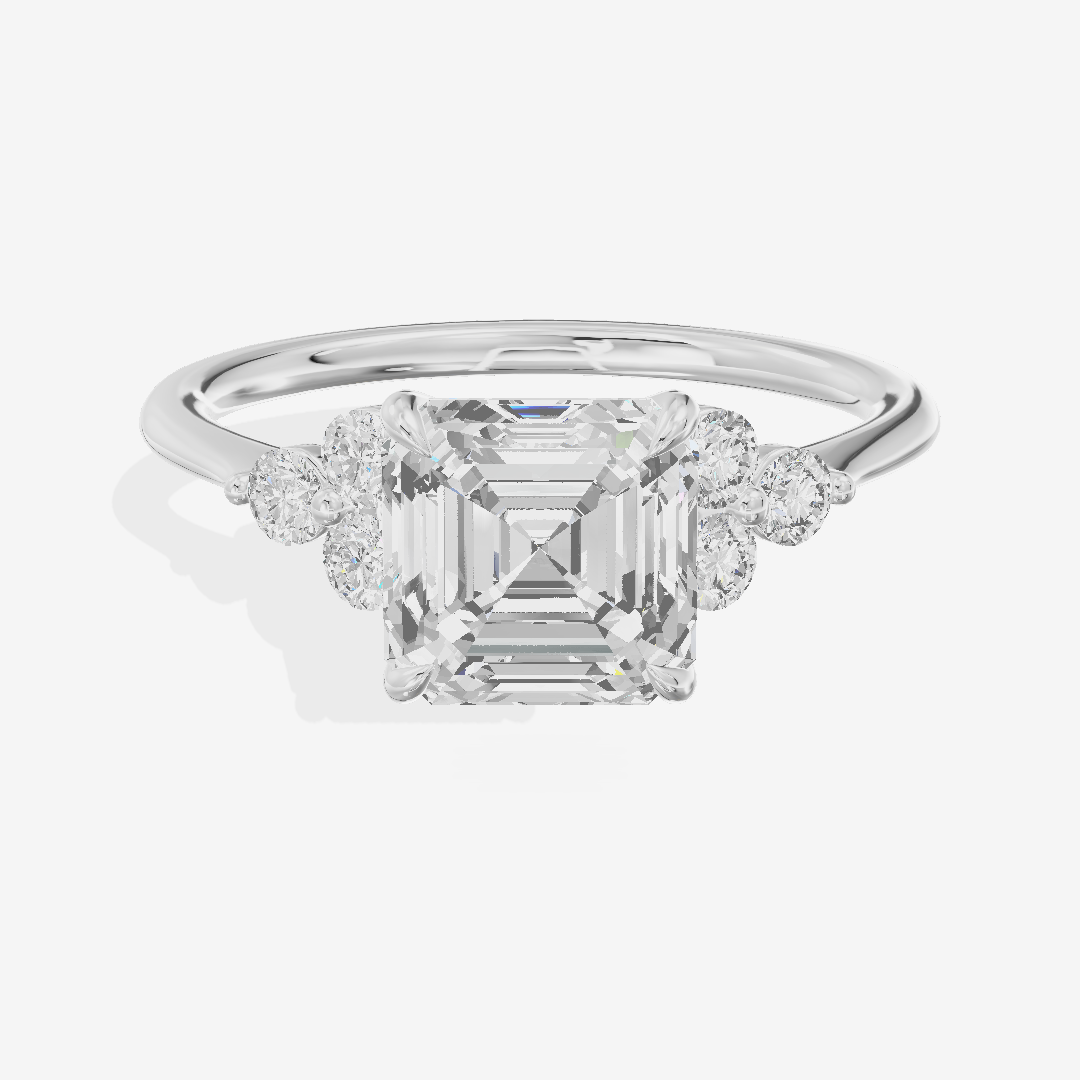 Luxe Trueheart Asscher Engagement Ring with Side Stones (1/5 ct. tw.) in Platinum
