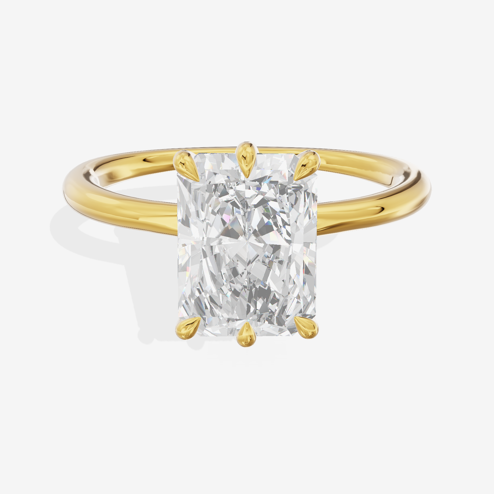 Modern Aimora 2.3mm Radiant Six-Prong Engagement Ring in 18K Yellow Gold