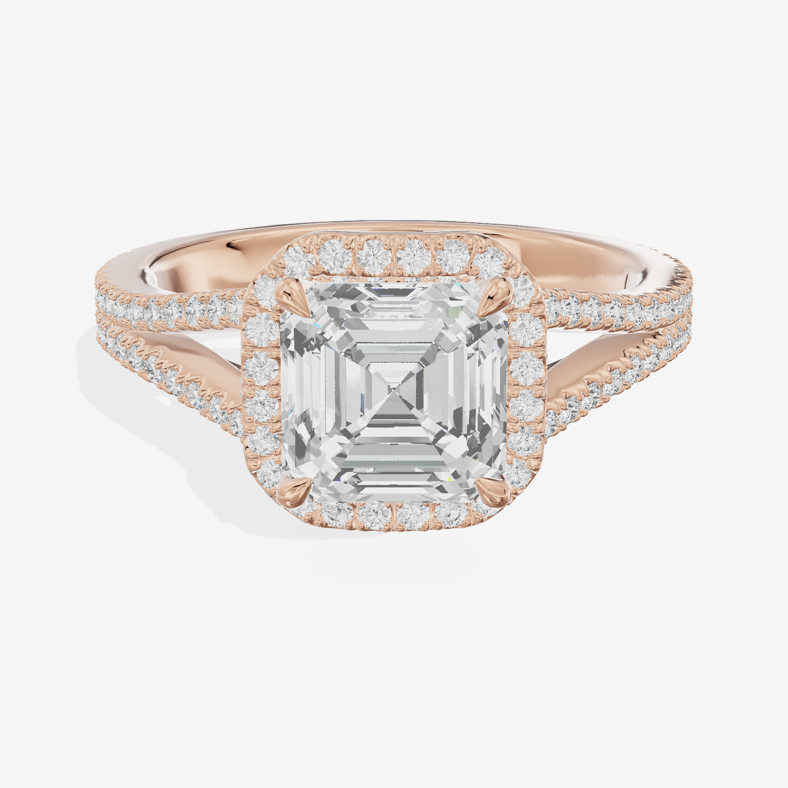 Vintage Adorae Asscher Hidden Halo Engagement Ring (2/5 ct. tw.) in 18K Rose Gold