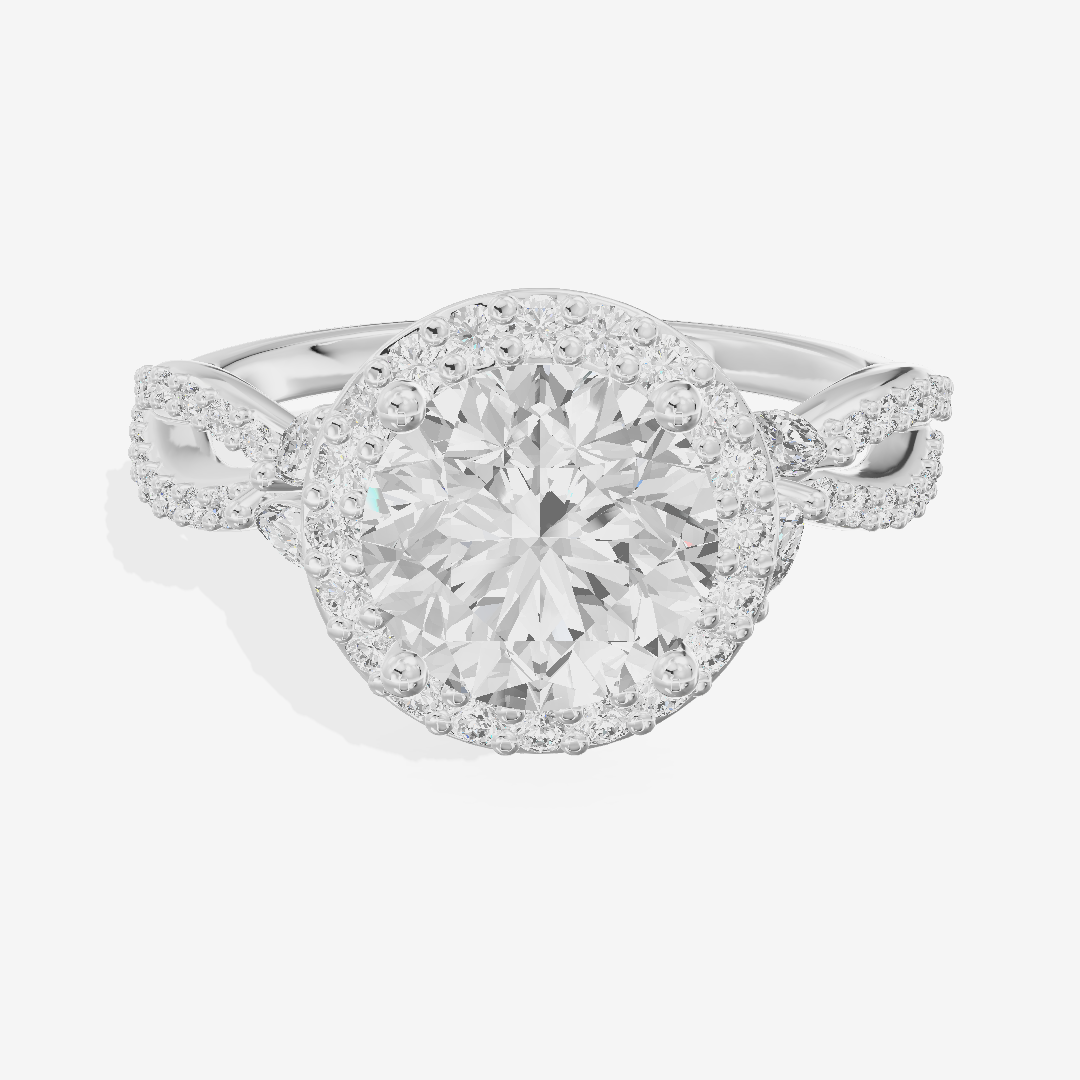 Luxe Reverya Round Hidden Halo Engagement Ring (2/5 ct. tw.) in Platinum