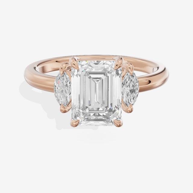 Classic Sincere Three Stone Emerald Engagement Ring (1/3 ct. tw.) in 18K Rose Gold