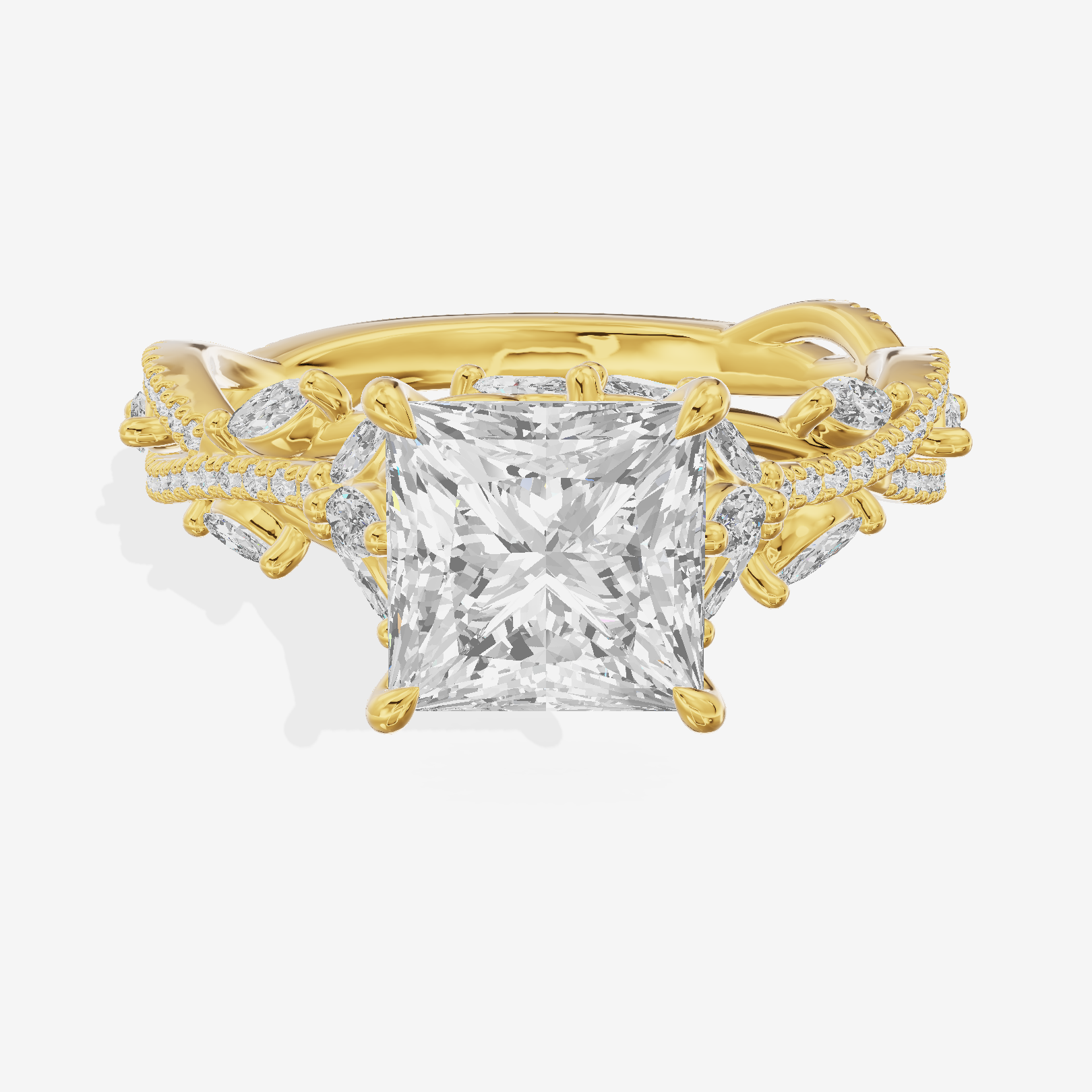 Grand Twine Princess Twisted Engagement Ring (3/4 ct. tw.) in 18K Yellow Gold