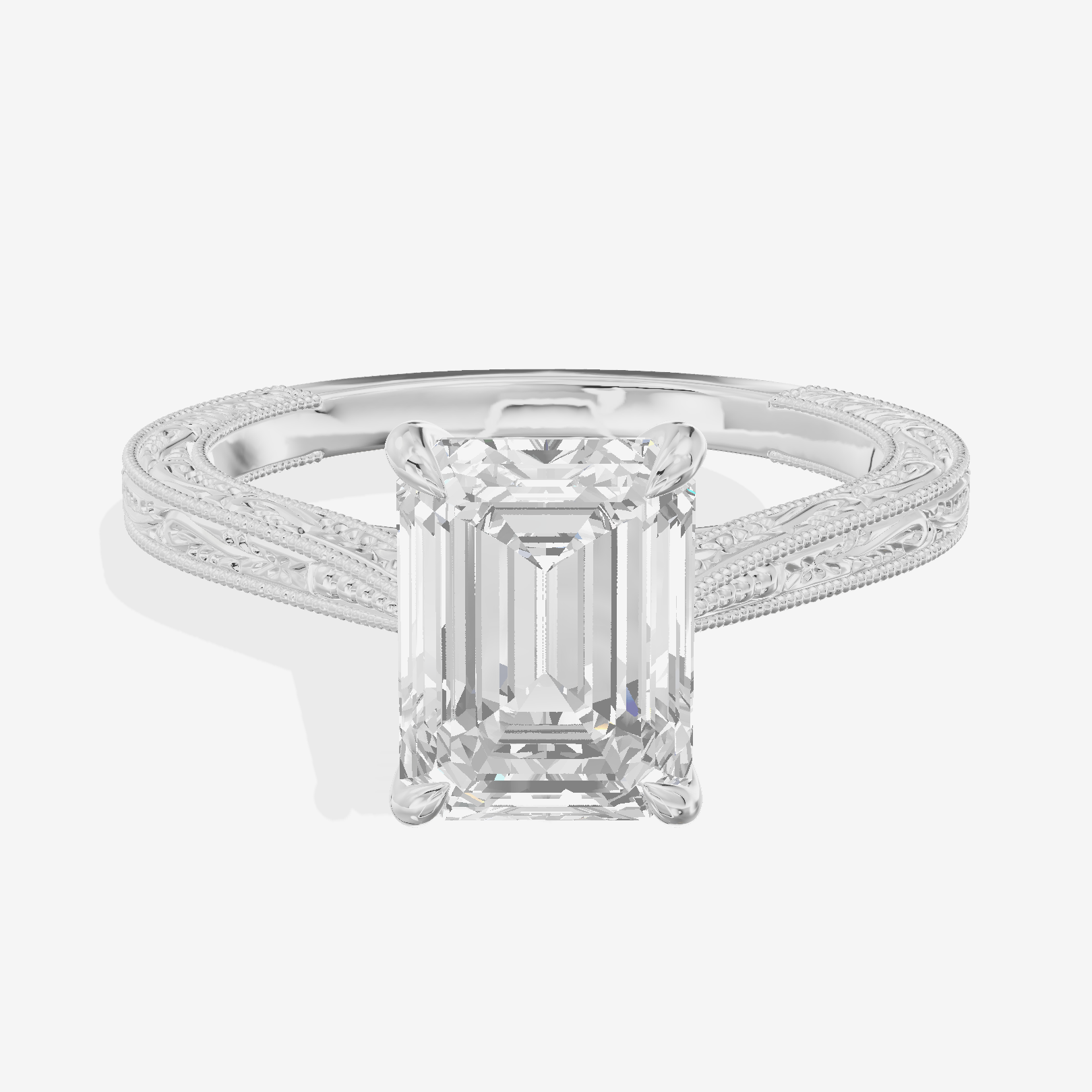 Vintage Vowsae Emerald Engagement Ring in Platinum