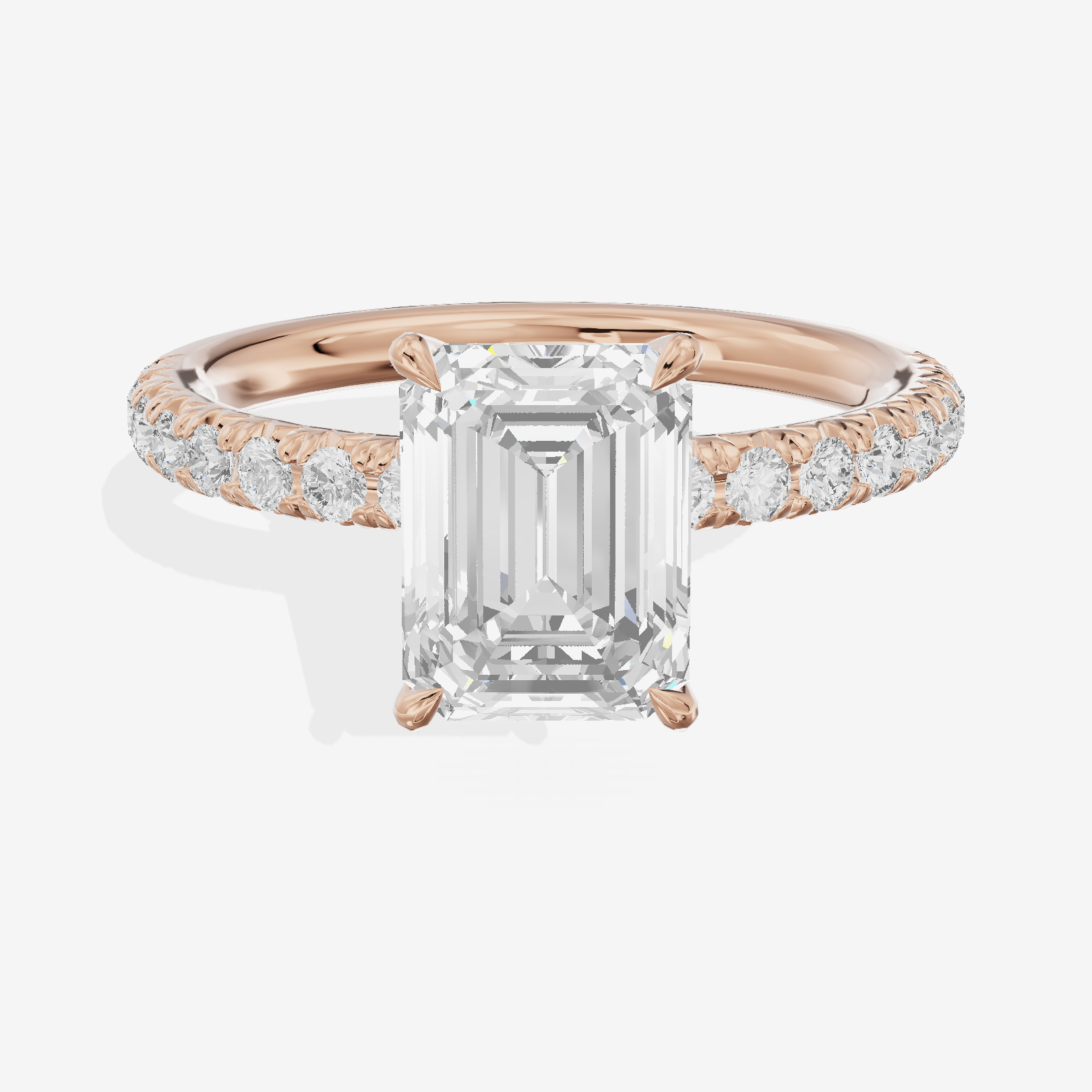Modern Whisper Emerald Engagement Ring with Side Stones (2/5 ct. tw.) in 14K Rose Gold