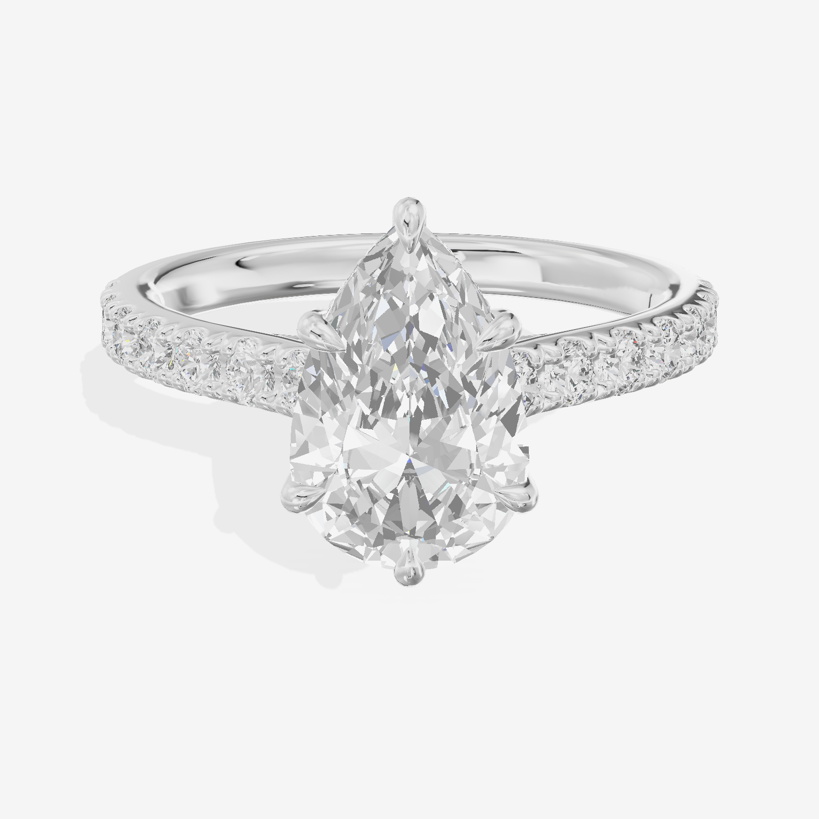 Grand Trueheart Pear Engagement Ring with Side Stones (1/2 ct. tw.) in 18K White Gold