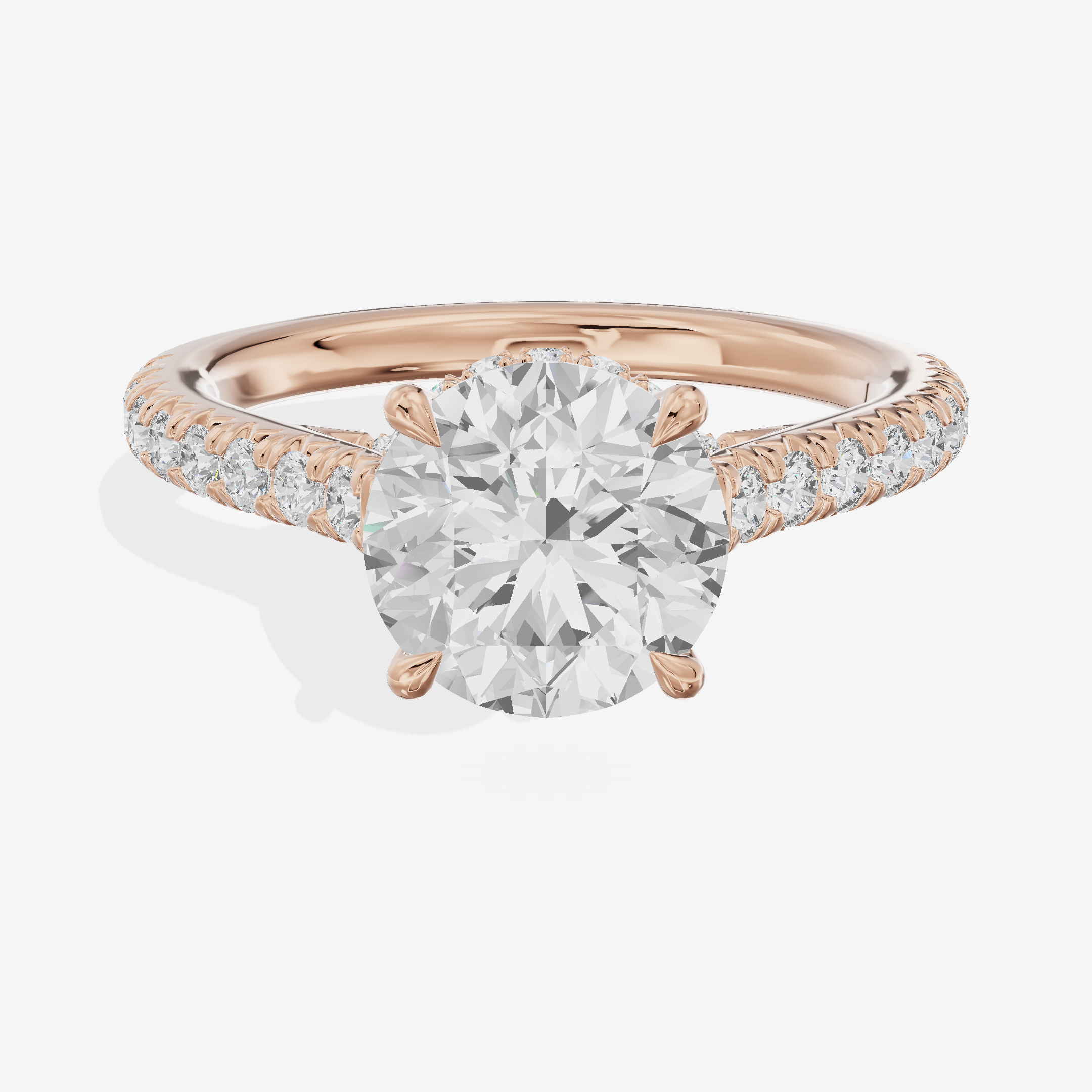 Classic Lightwoven Round Engagement Ring with Side Stones (1/4 ct. tw.) in 18K Rose Gold