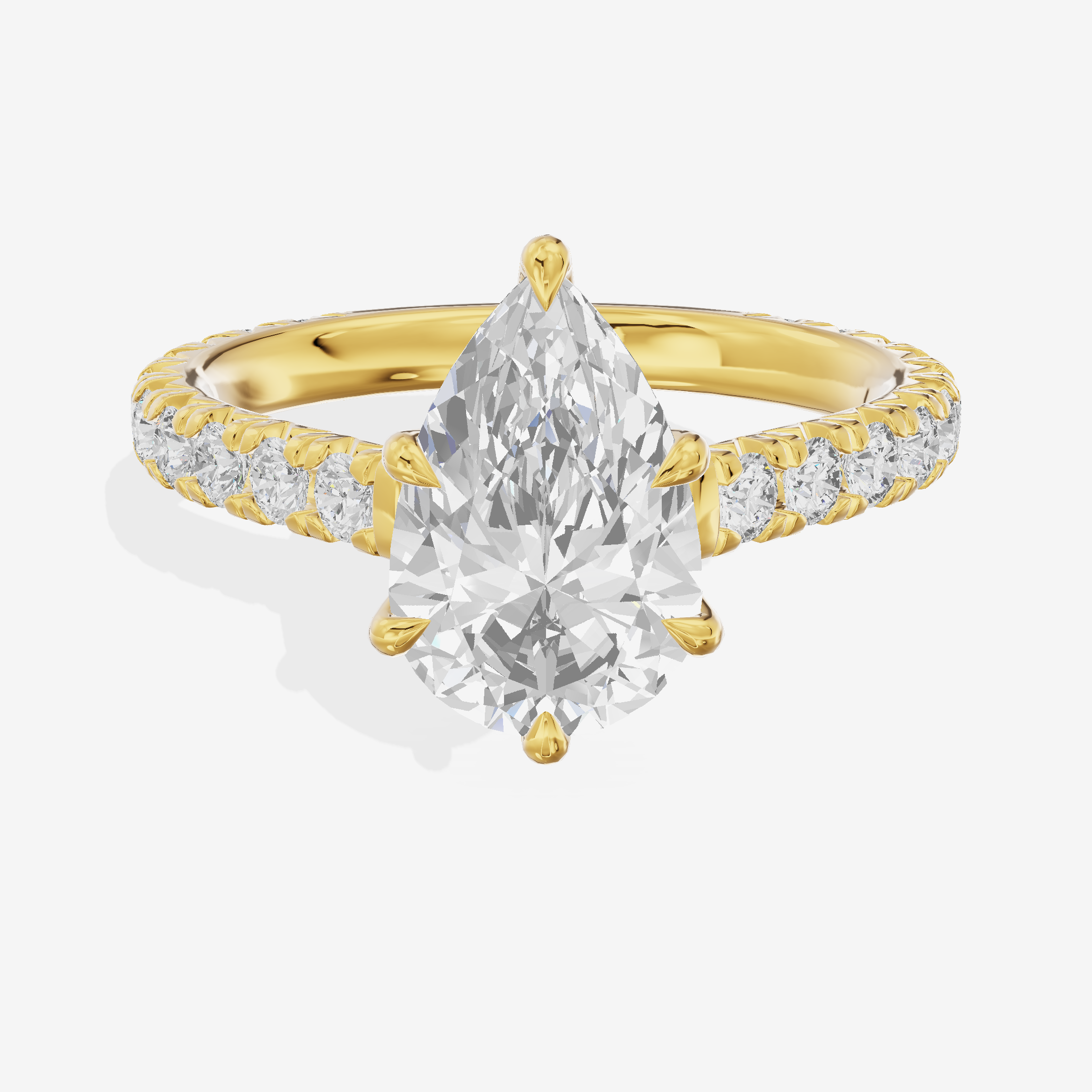 Tender Trueheart Pear Engagement Ring with Side Stones (1/2 ct. tw.) in 18K Yellow Gold
