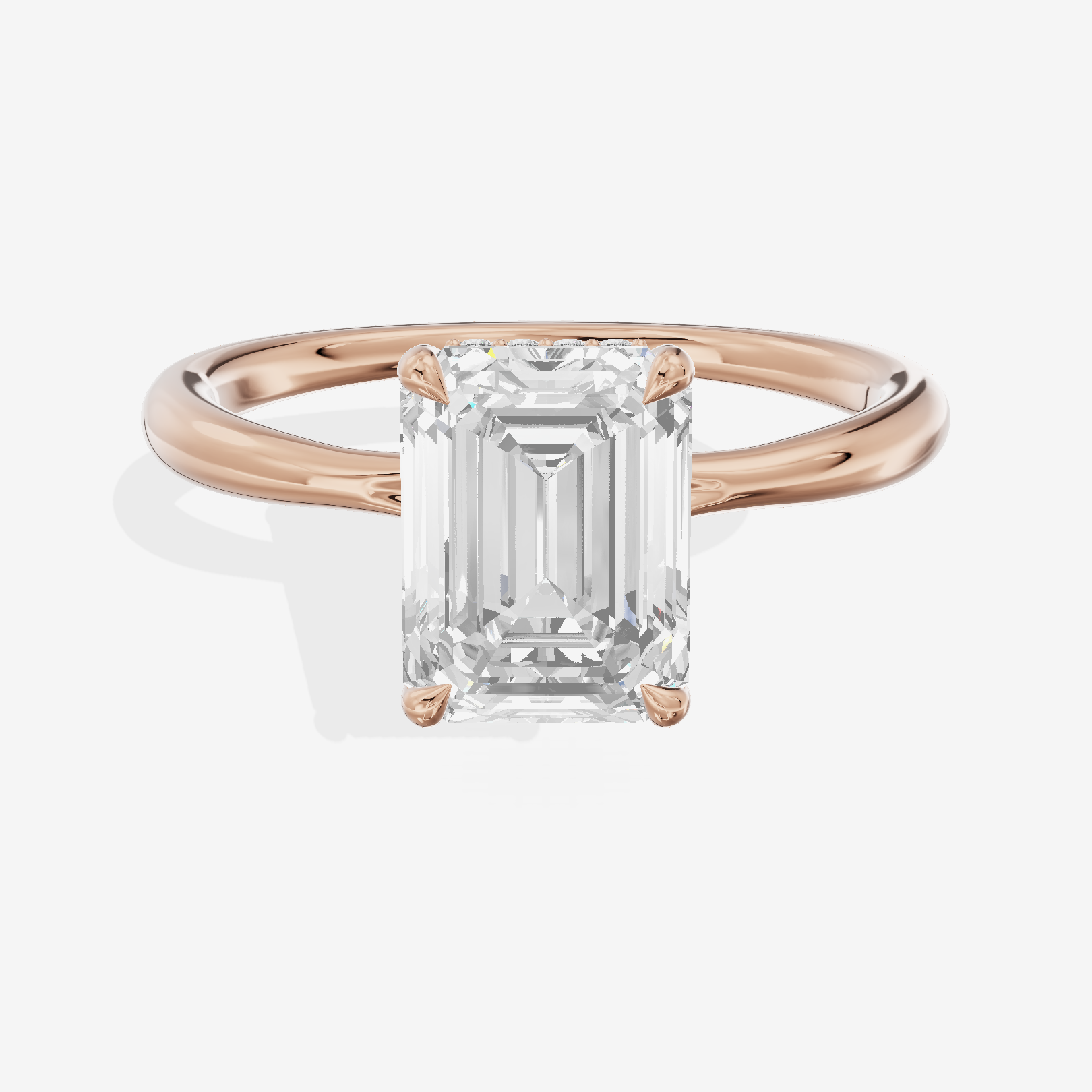 Adorae Emerald Hidden Halo Engagement Ring (1/20 ct. tw.) in 14K Rose Gold