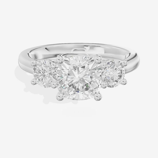 Petite Selenia Three Stone Cushion Engagement Ring (1/3 ct. tw.) in 14K White Gold