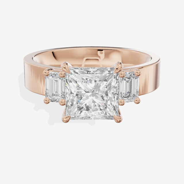Vintage Vowsae Three Stone Princess Engagement Ring (1/2 ct. tw.) in 14K Rose Gold