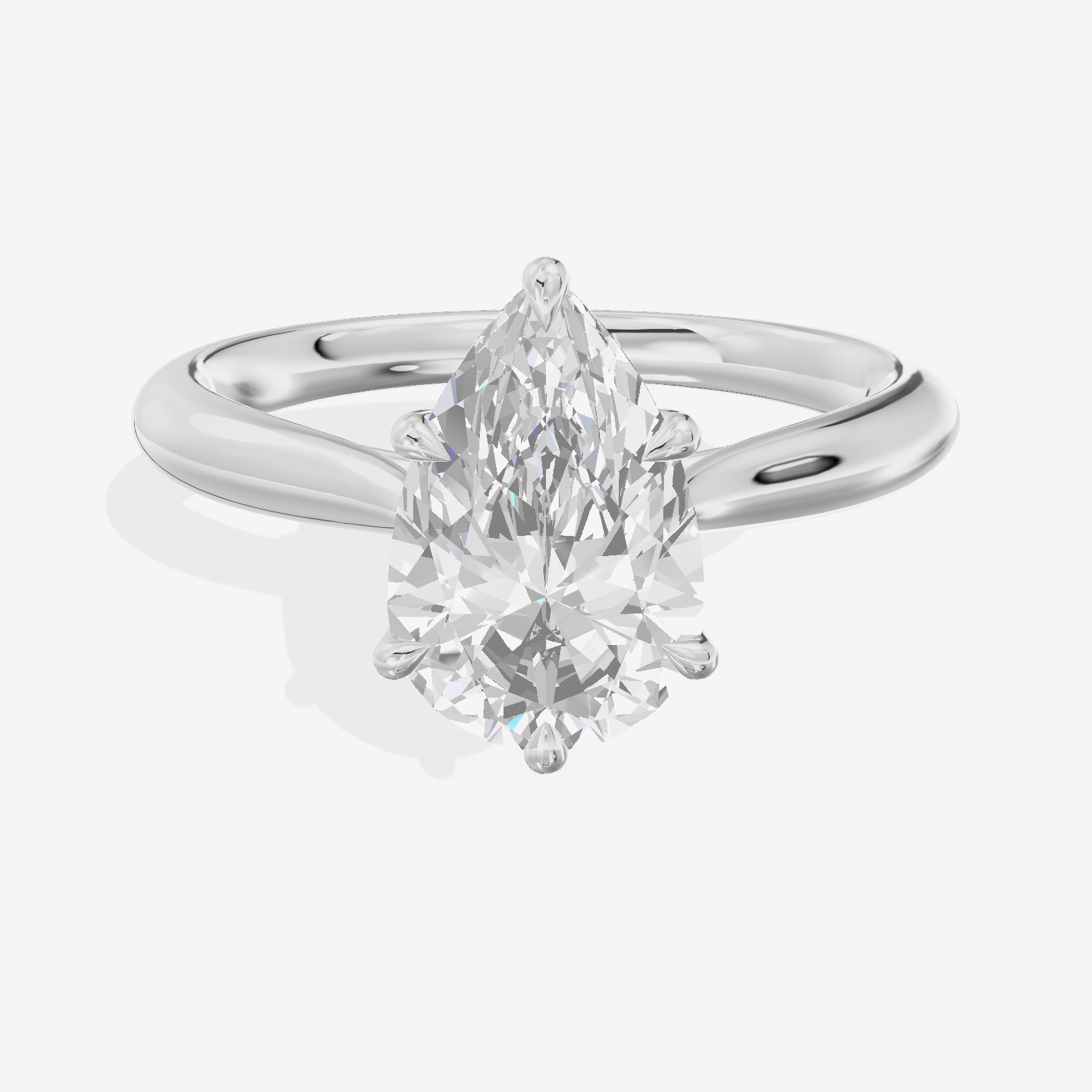 Crowned Halcyon 2.5mm Pear Six-Prong Engagement Ring in 18K White Gold