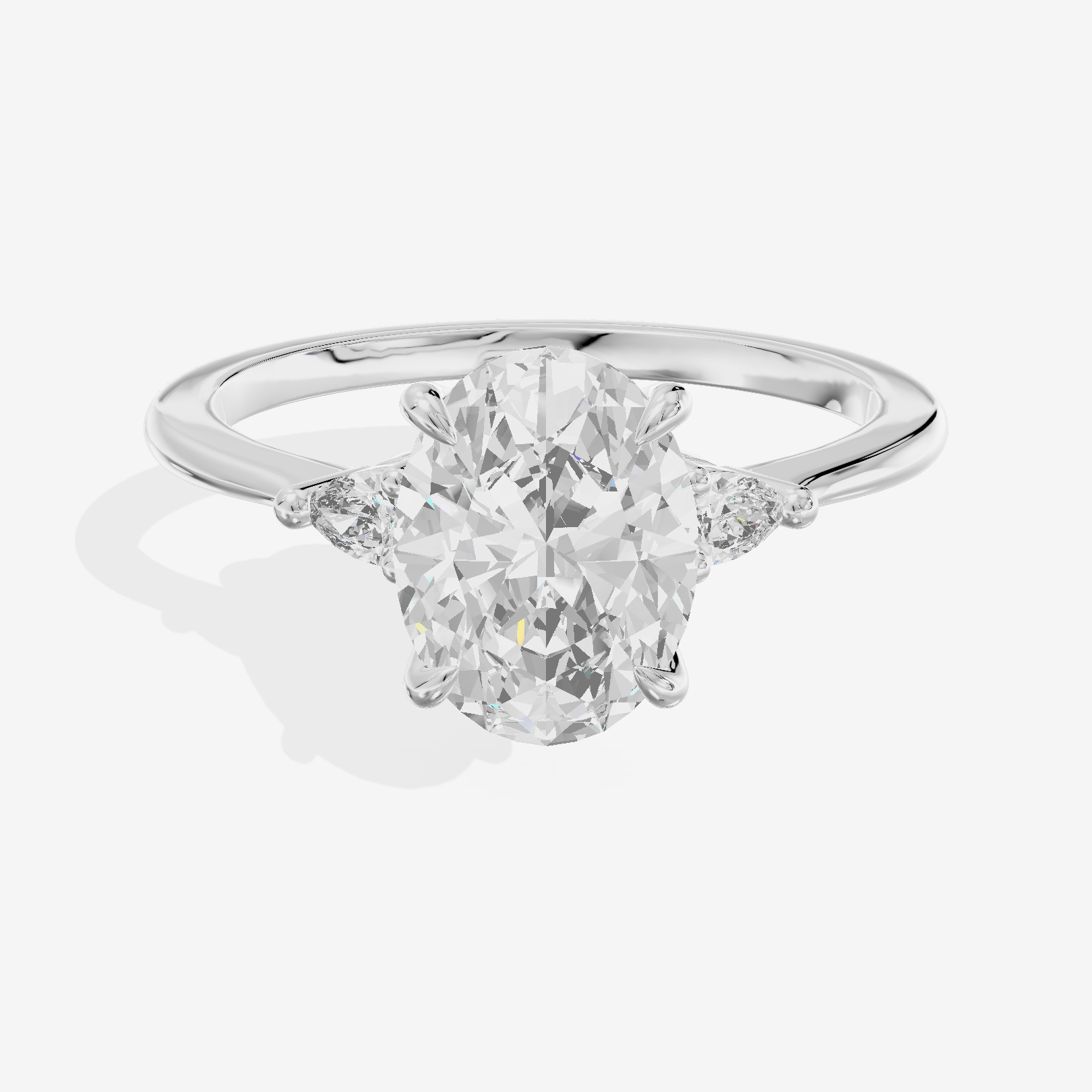 Lateria Three Stone Oval Engagement Ring (1/2 ct. tw.) in 18K White Gold