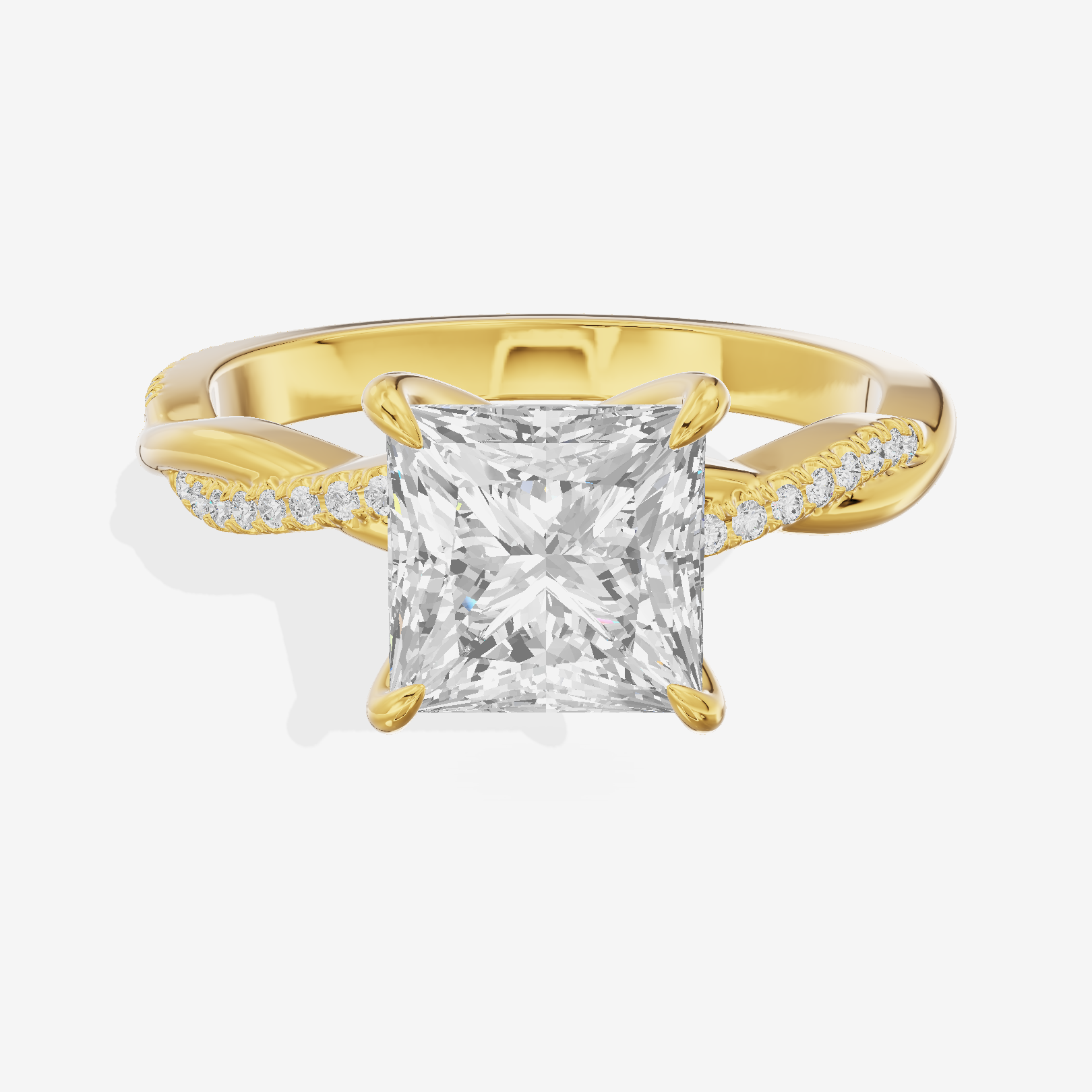 Petite Lumera Princess Pavé Engagement Ring (1/8 ct. tw.) in 14K Yellow Gold