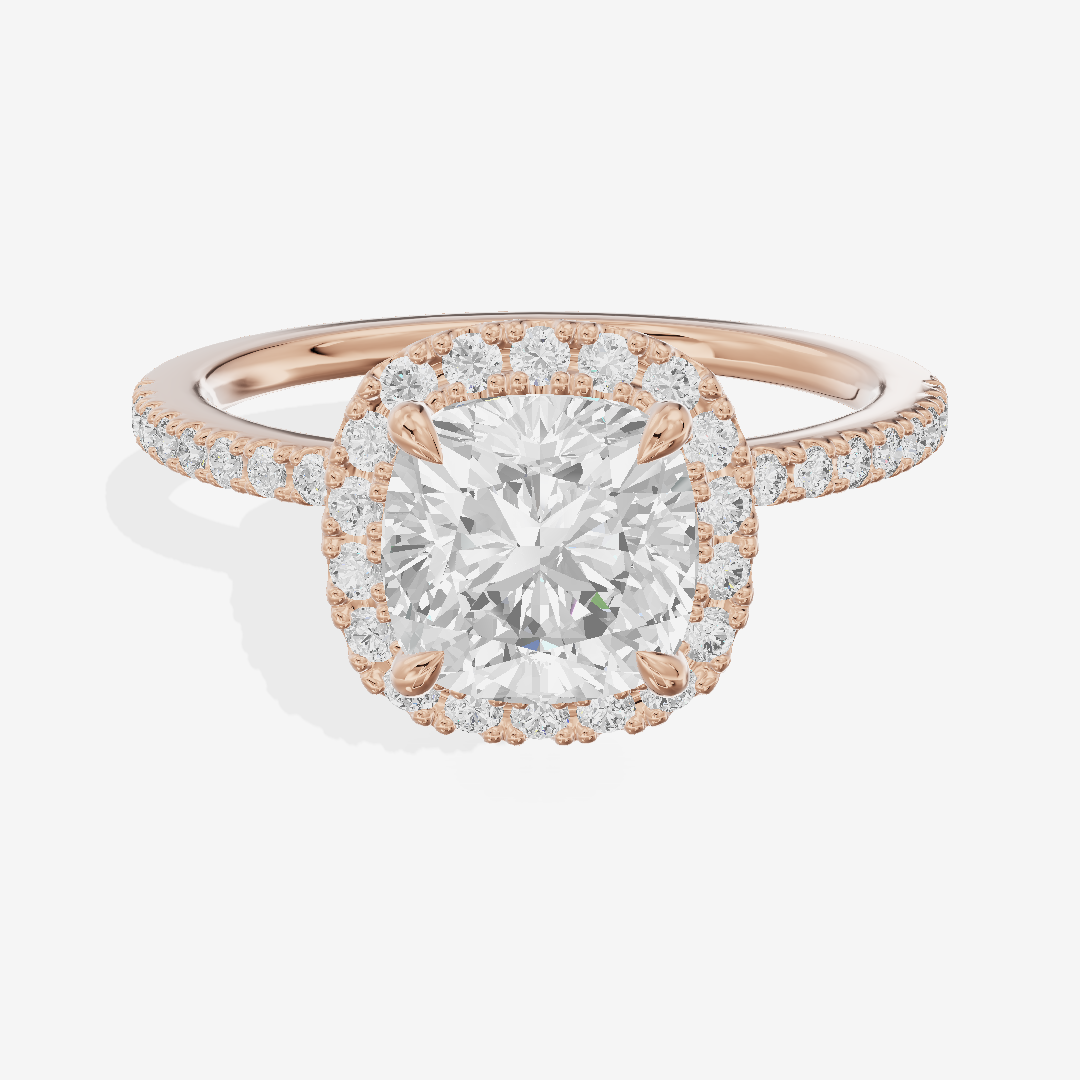 Vintage Adorae Cushion Hidden Halo Engagement Ring (2/5 ct. tw.) in 14K Rose Gold