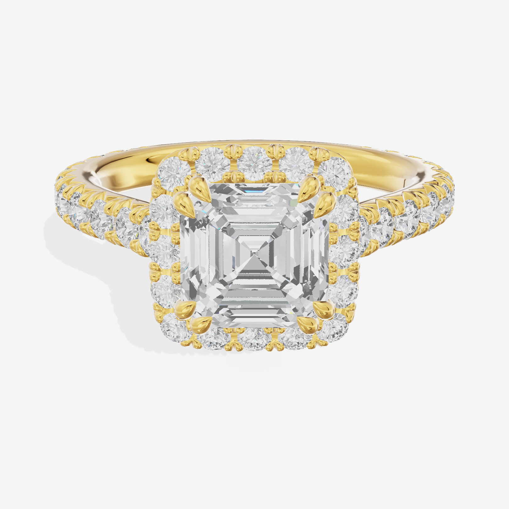 Triade Halo Asscher Engagement Ring (1/15 ct. tw.) in 18K Yellow Gold