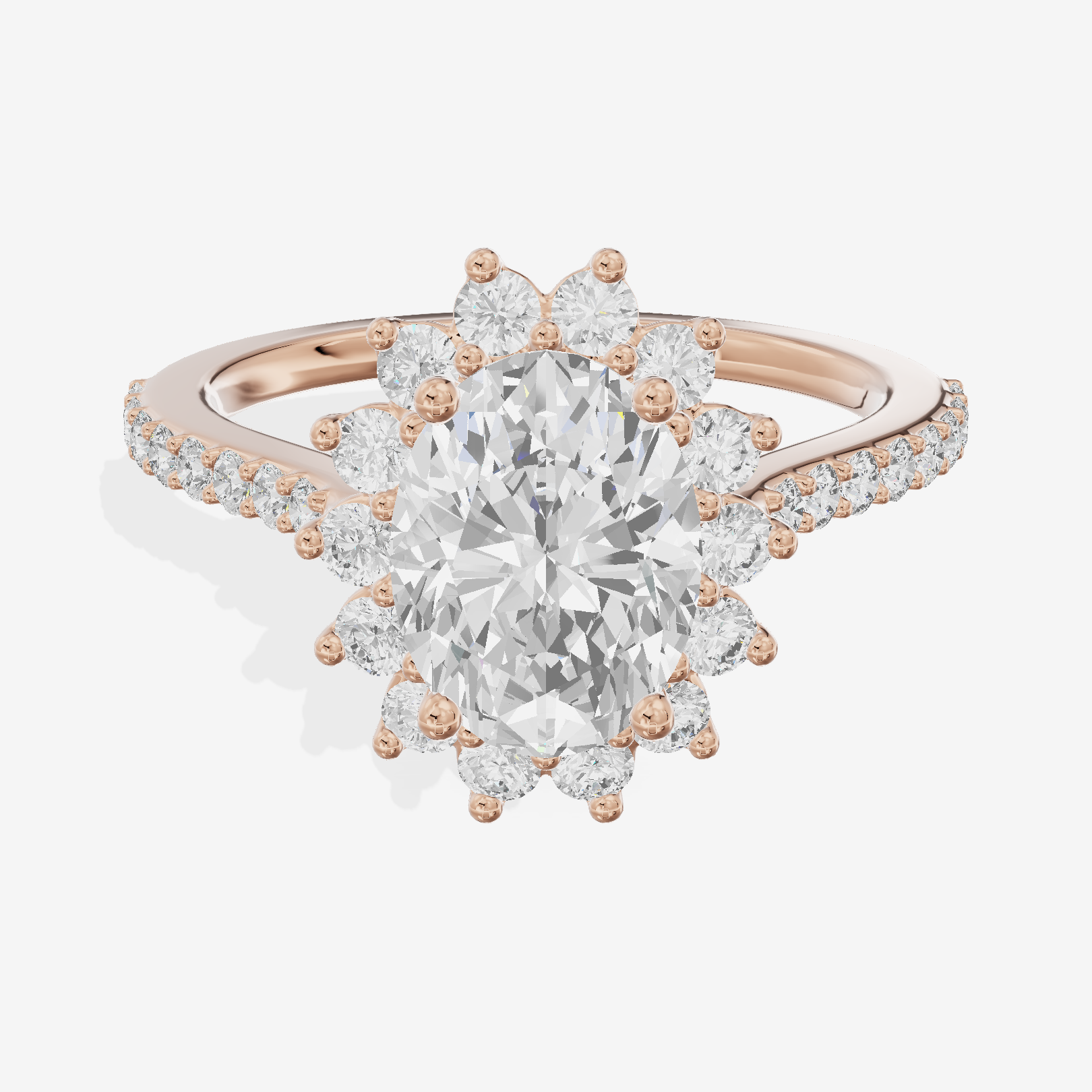 Sincere Halo Oval Engagement Ring (1/15 ct. tw.) in 14K Rose Gold