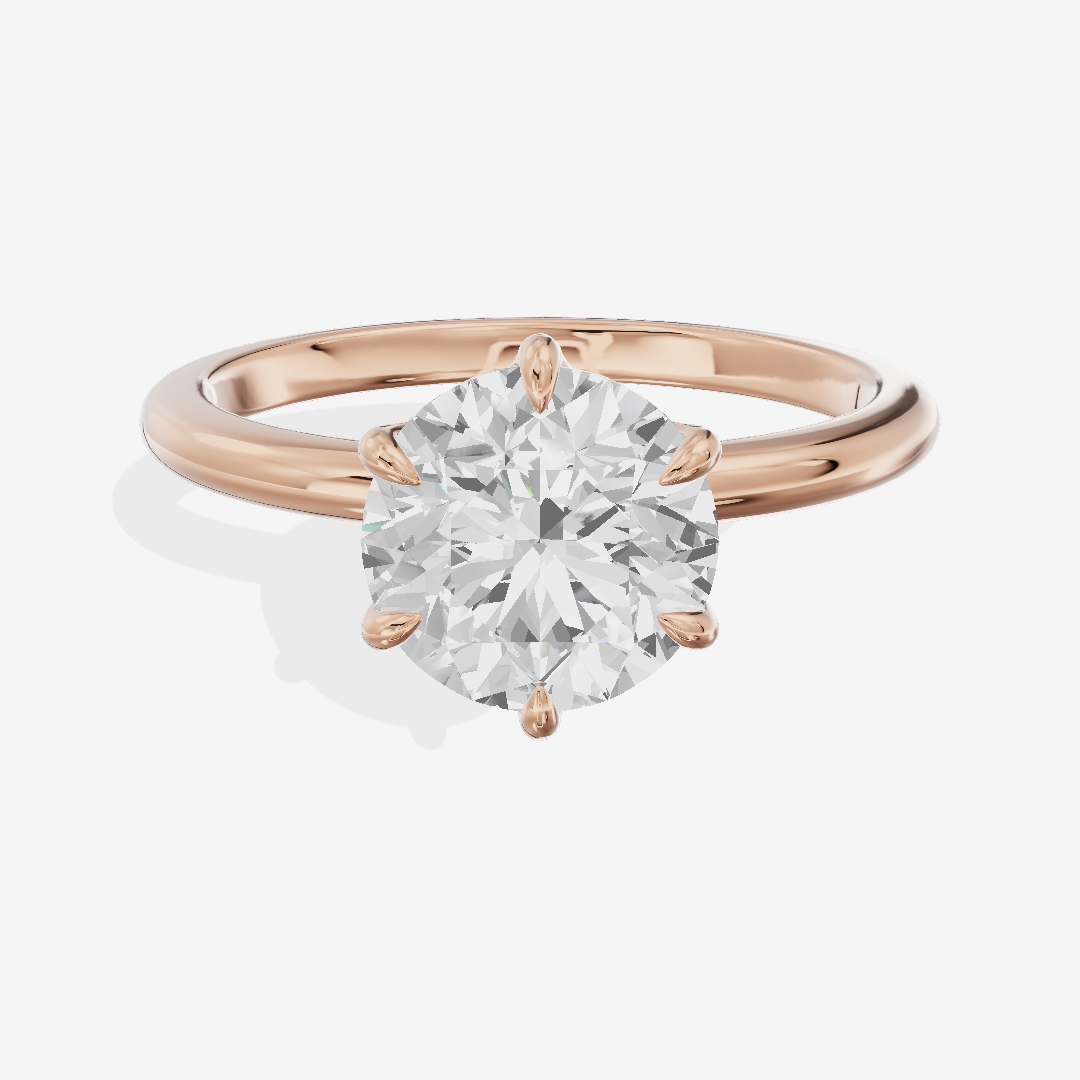 Classic Reverya Round Hidden Halo Engagement Ring (1/20 ct. tw.) in 14K Rose Gold