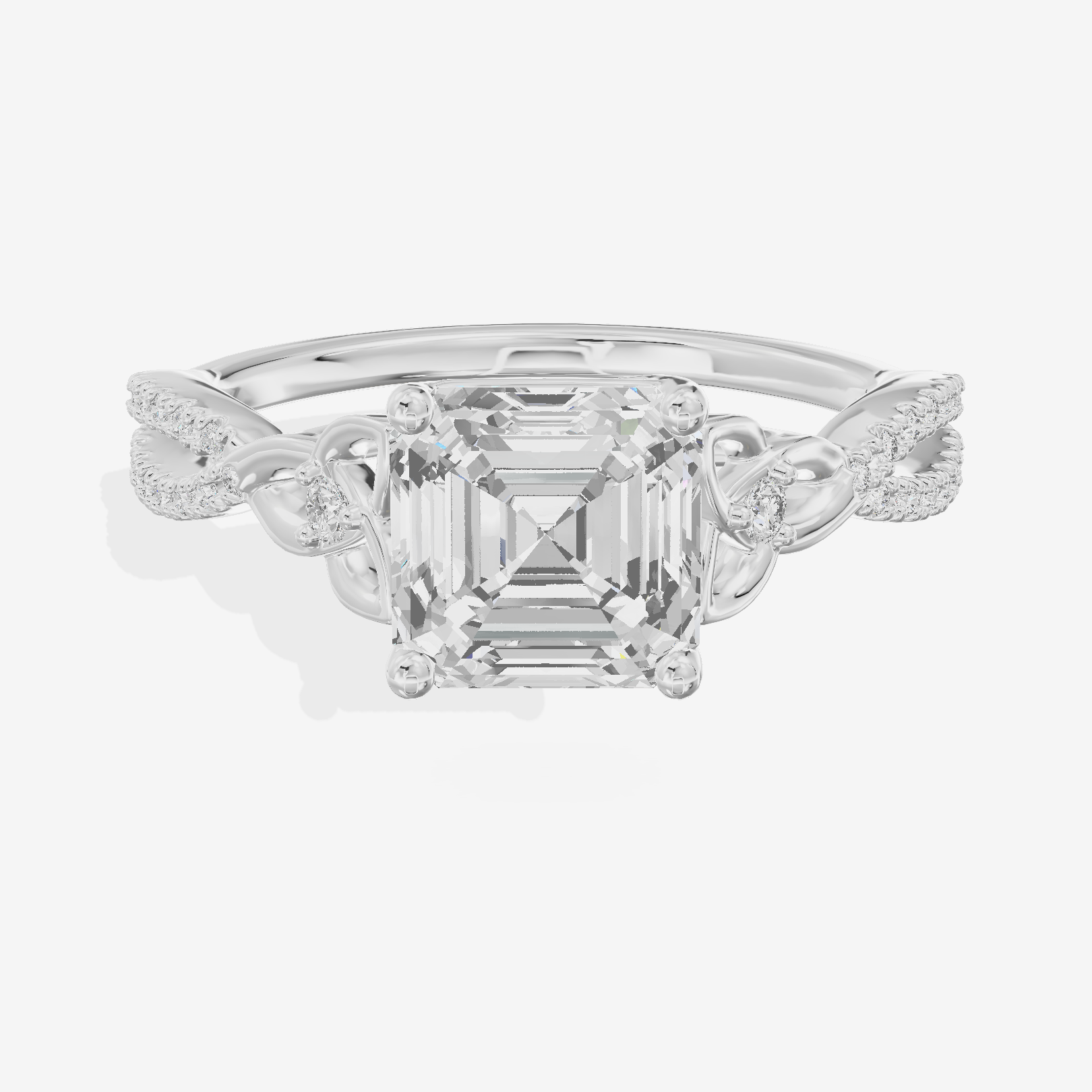 Luxe Vowsae Asscher Engagement Ring with Side Stones (2/5 ct. tw.) in 14K White Gold