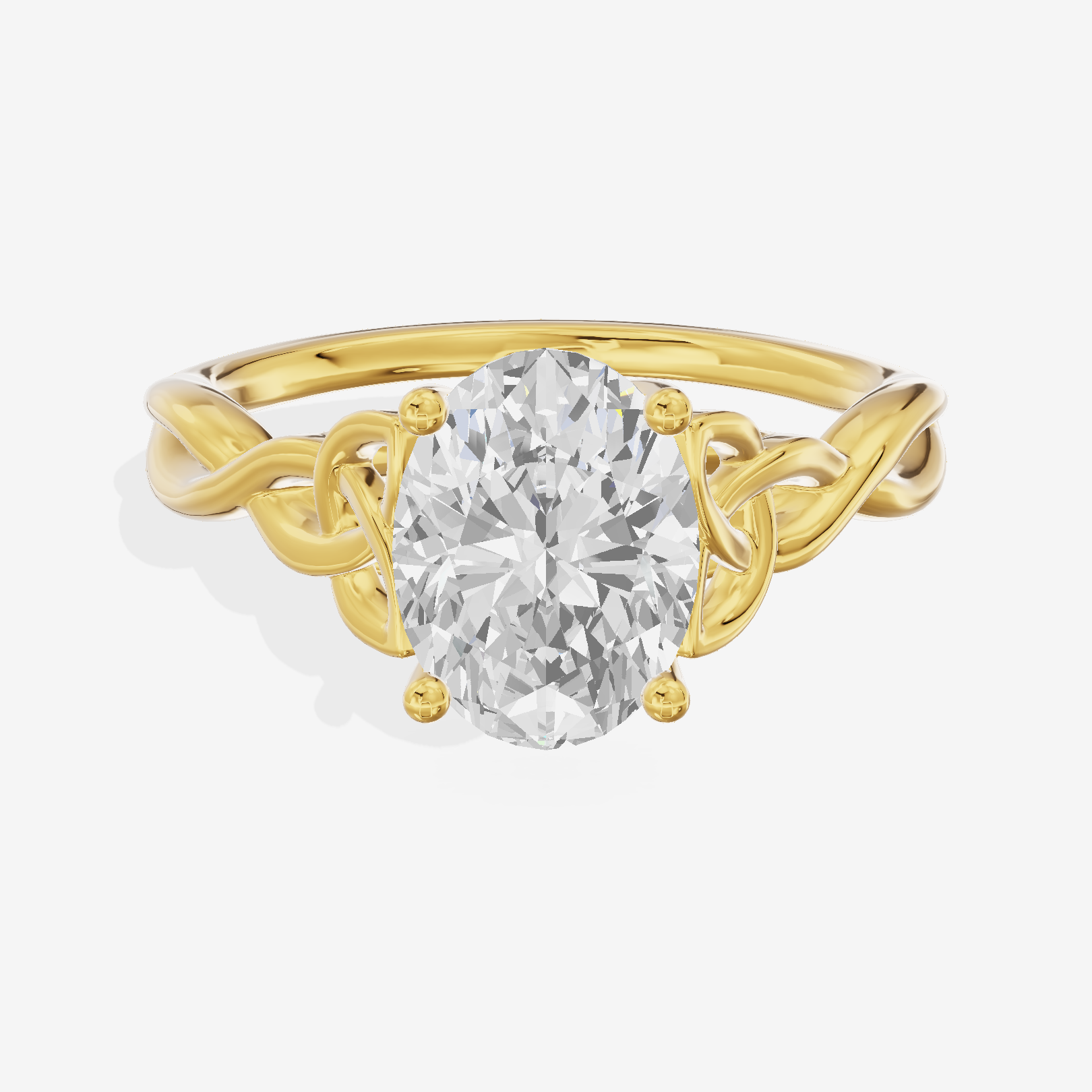 Modern Vowsae 2.5mm Oval Solitaire Engagement Ring in 14K Yellow Gold