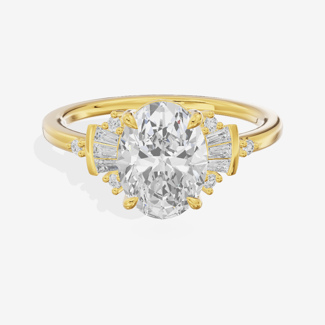 Lightwoven Pavé Oval Engagement Ring with Side Stones (1/8 ct. tw.) in 14K Yellow Gold