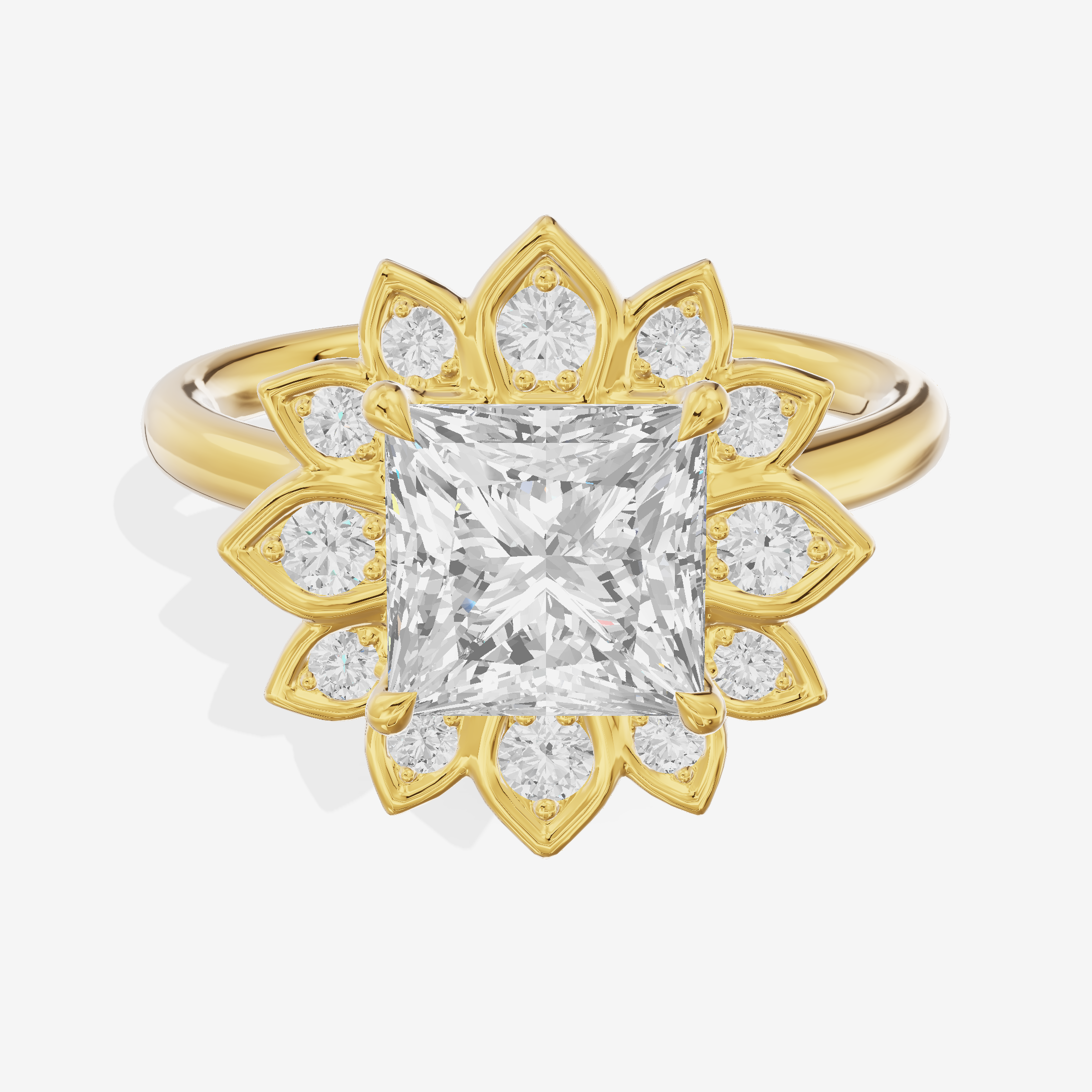 Solea Princess Halo Engagement Ring (3/4 ct. tw.) in 18K Yellow Gold