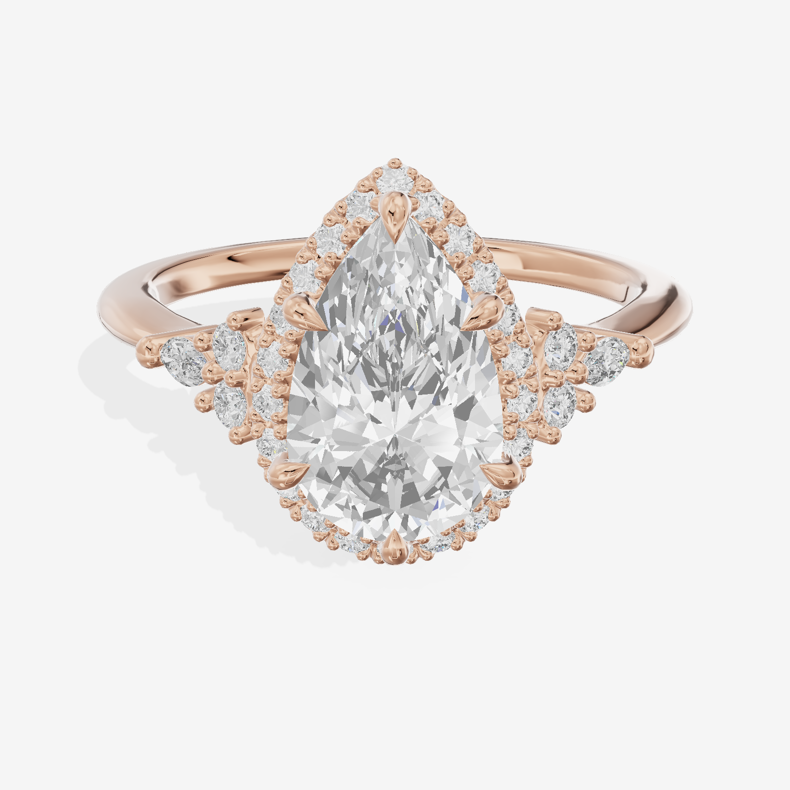 Clusta Halo Pear Engagement Ring (1/2 ct. tw.) in 18K Rose Gold