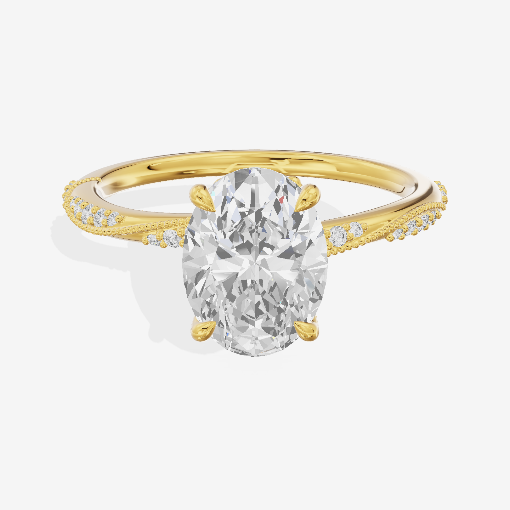 Vintage Halcyon Oval Engagement Ring with Side Stones (1/8 ct. tw.) in 14K Yellow Gold