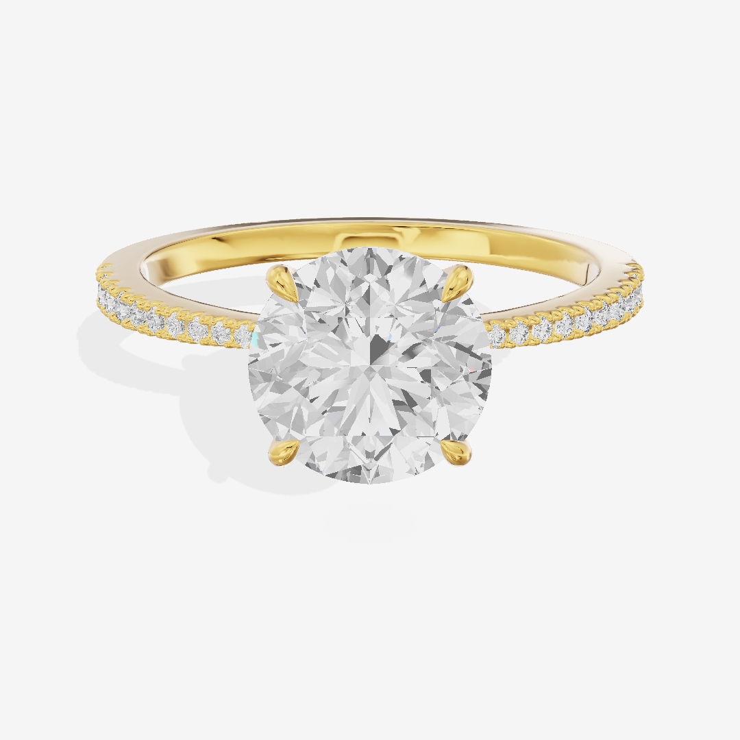 Grand Tender Round Engagement Ring with Side Stones (1/8 ct. tw.) in 14K Yellow Gold