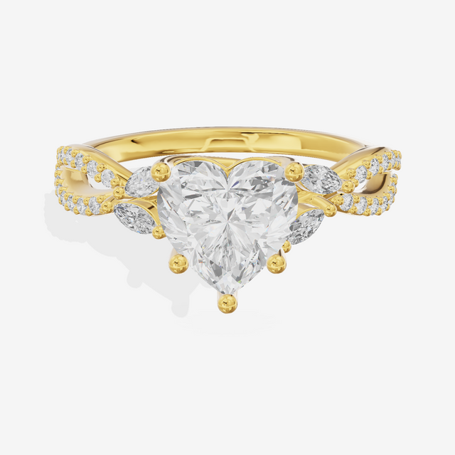 Luxe Lumera Heart Engagement Ring with Side Stones (1/4 ct. tw.) in 14K Yellow Gold
