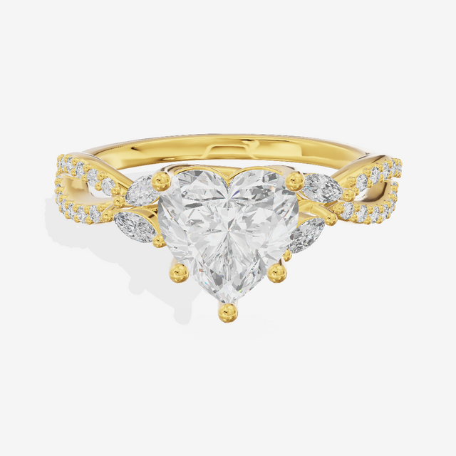 Luxe Domeline 1.5mm Heart Solitaire Engagement Ring (1/8 ct. tw.) in 14K Yellow Gold