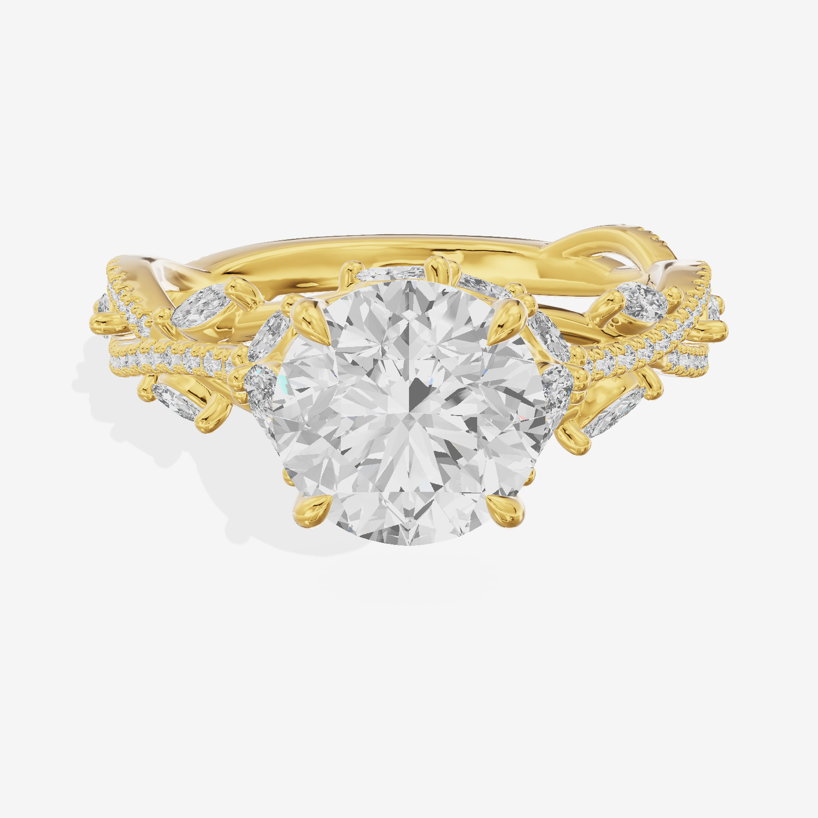 Grand Twine Round Twisted Engagement Ring (3/4 ct. tw.) in 18K Yellow Gold