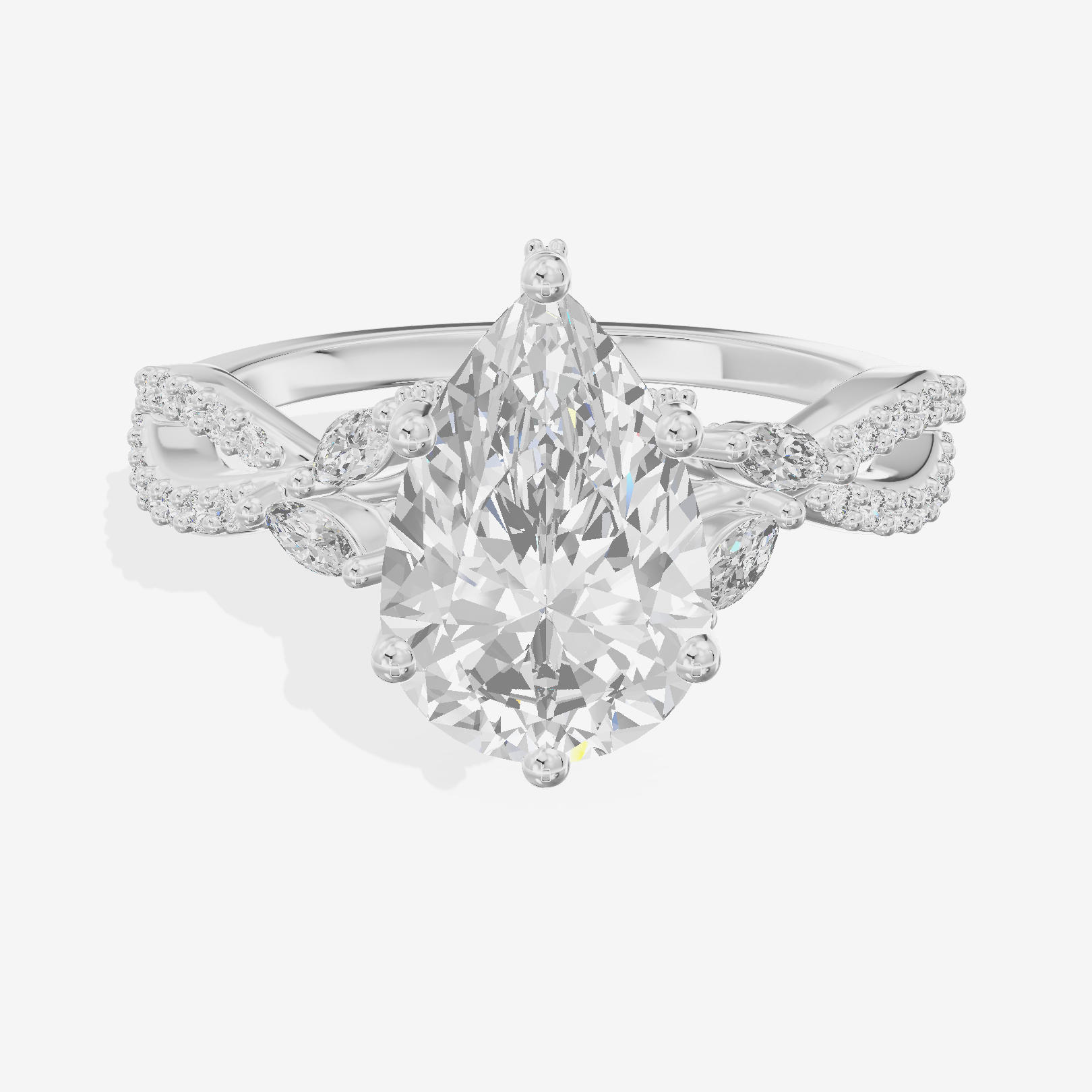 Luxe Heartline 1.5mm Pear Engagement Ring with Side Stones (1/3 ct. tw.) in 14K White Gold